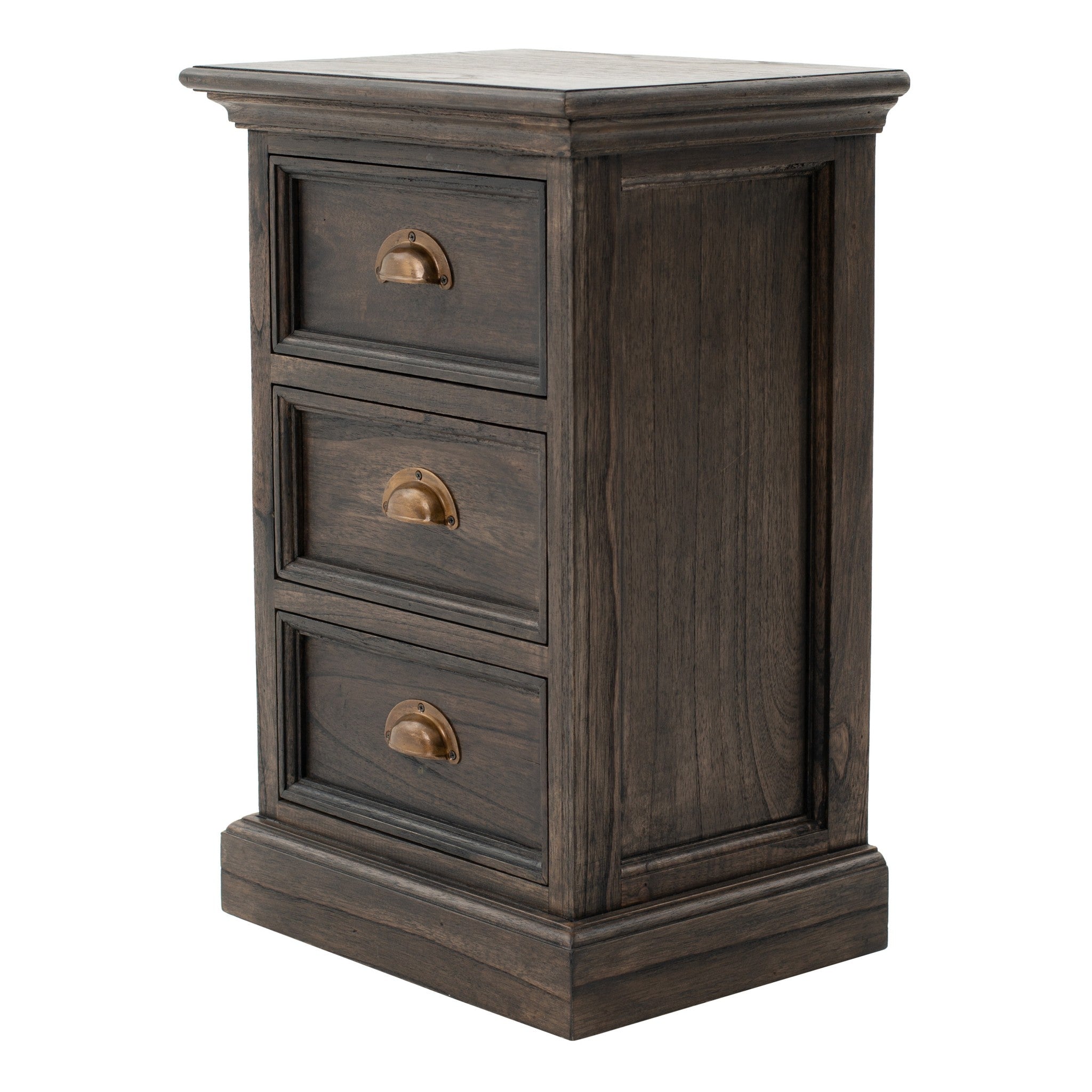 Black Wash Three Drawer Nightstand