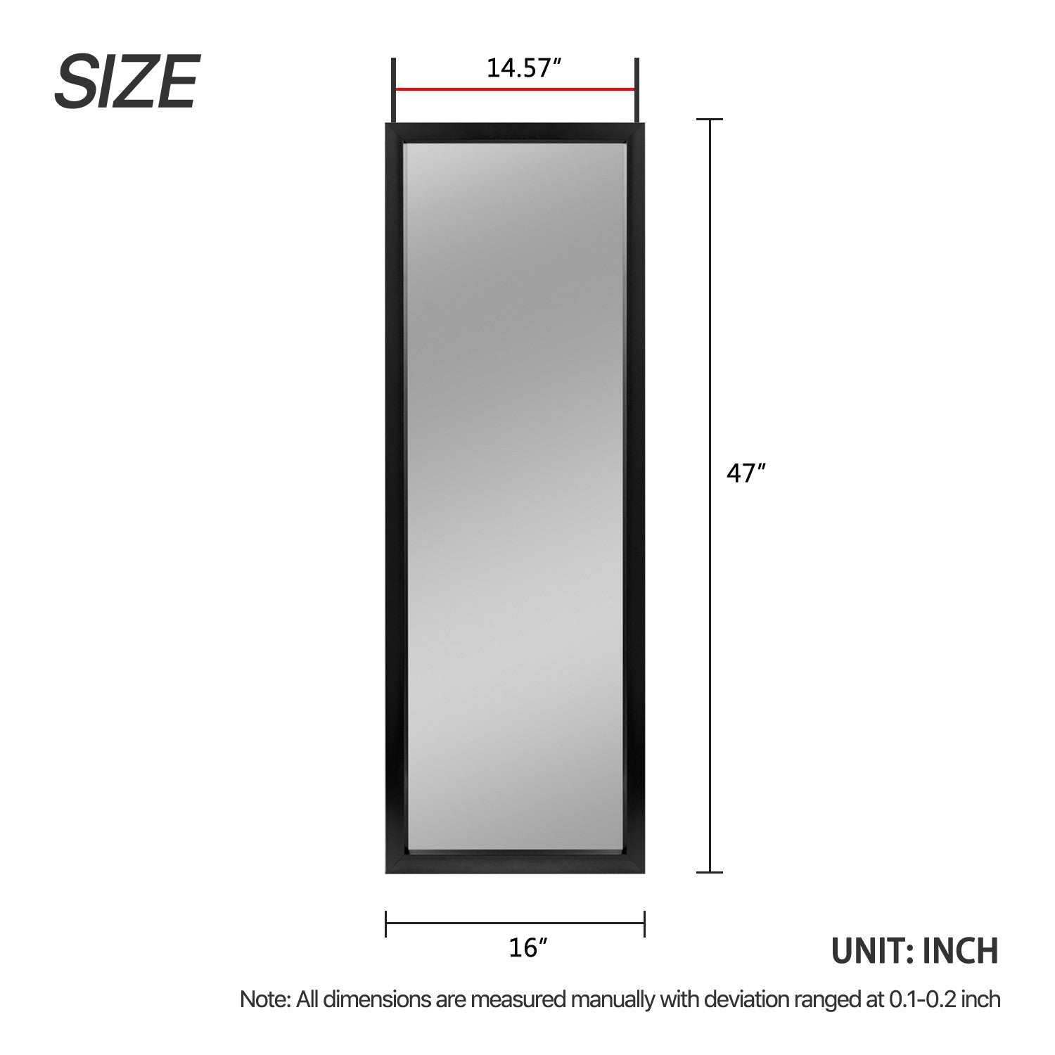 Wide Black Framed Door Mount Mirror