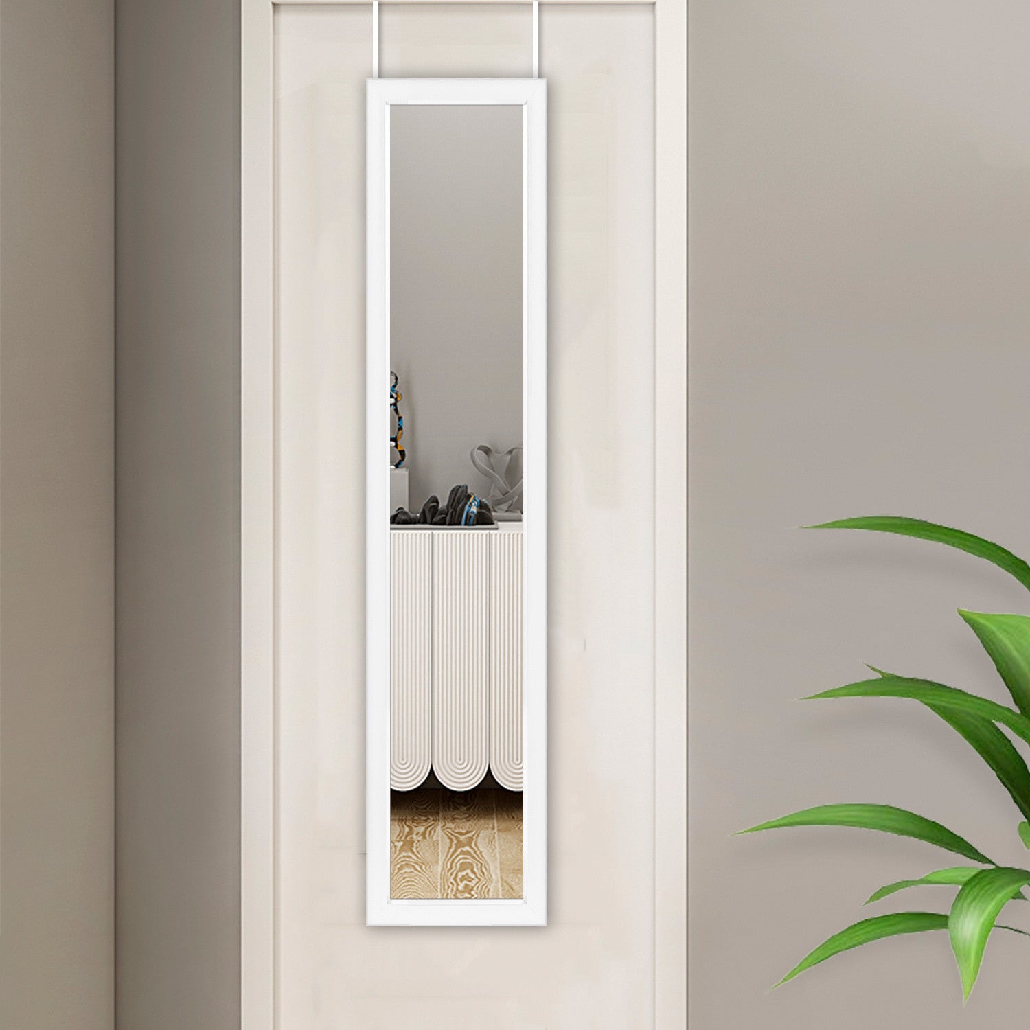 Slim White Border Door Mount Mirror