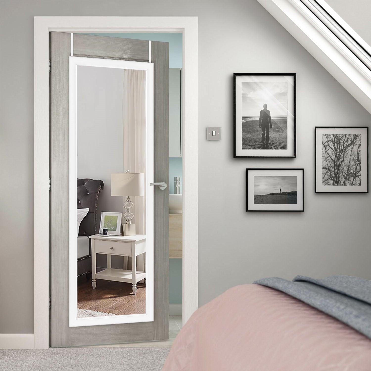 Door Mount White Mirror