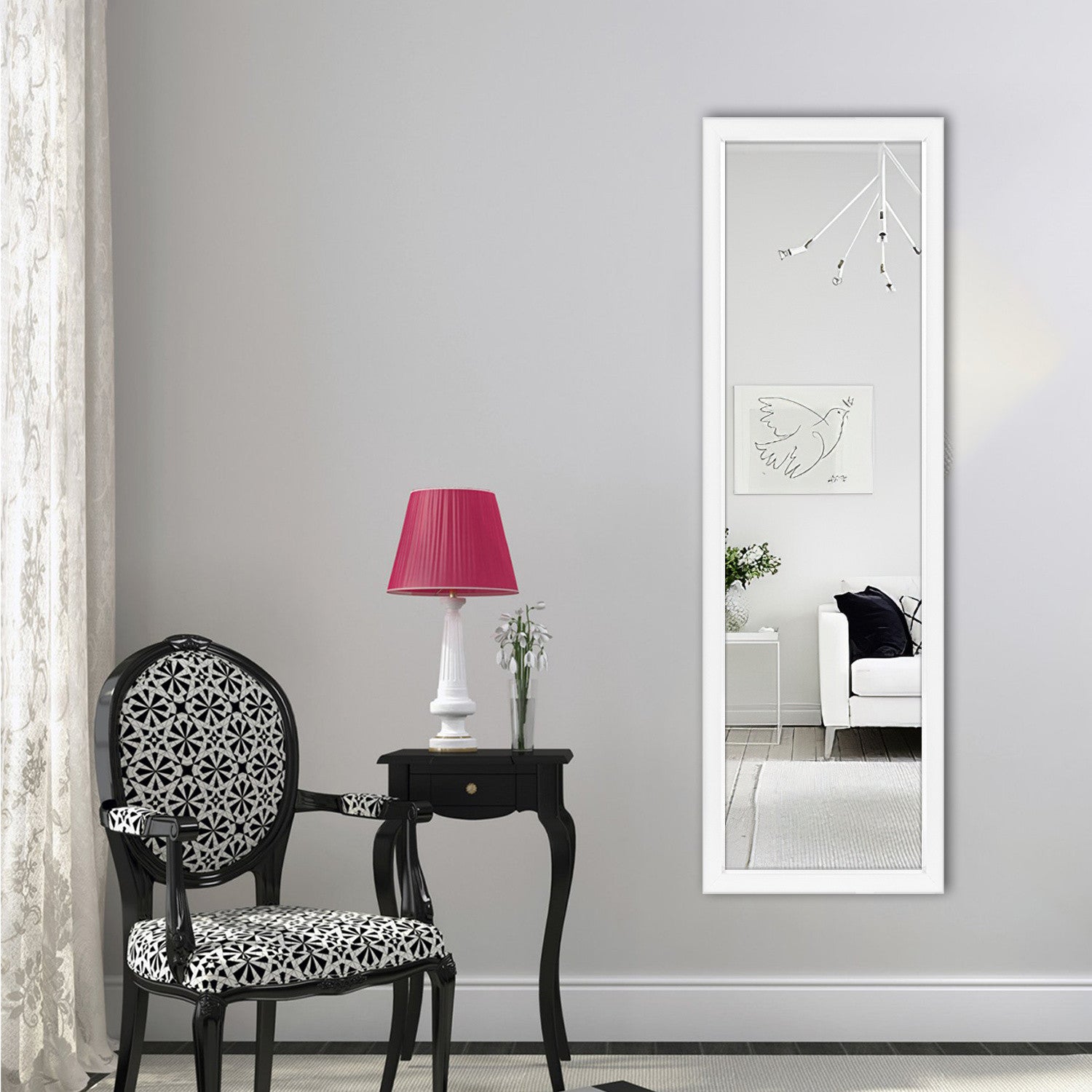 Thick Border White Wall Mirror