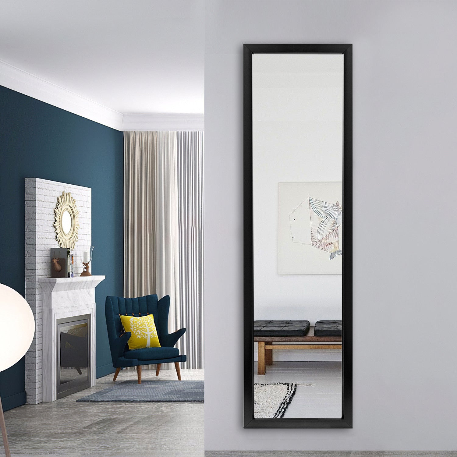 Sleek Black Rectangular Mirror