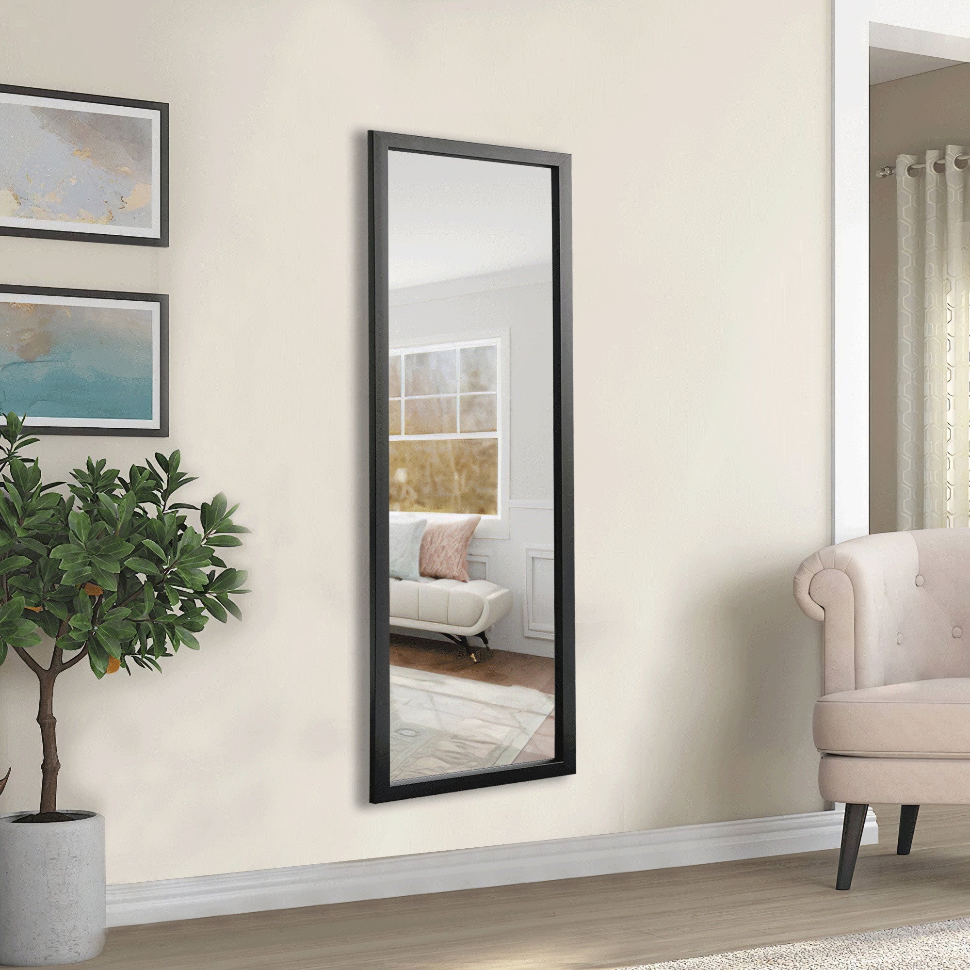 Thick Border Black Full Length Mirror