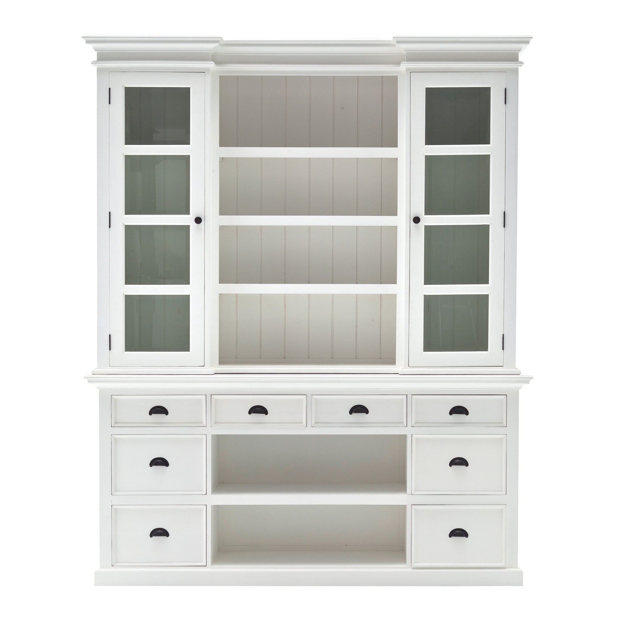 Classic White Library Hutch with Basket Set