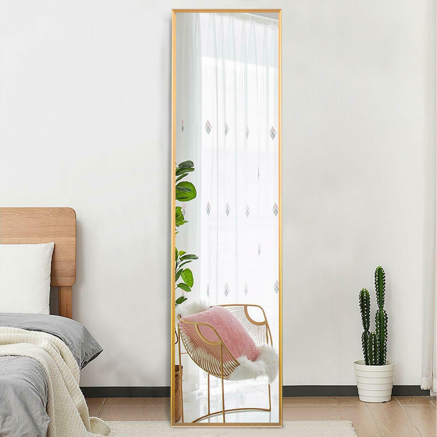 Long Gold Full Length Standing Mirror