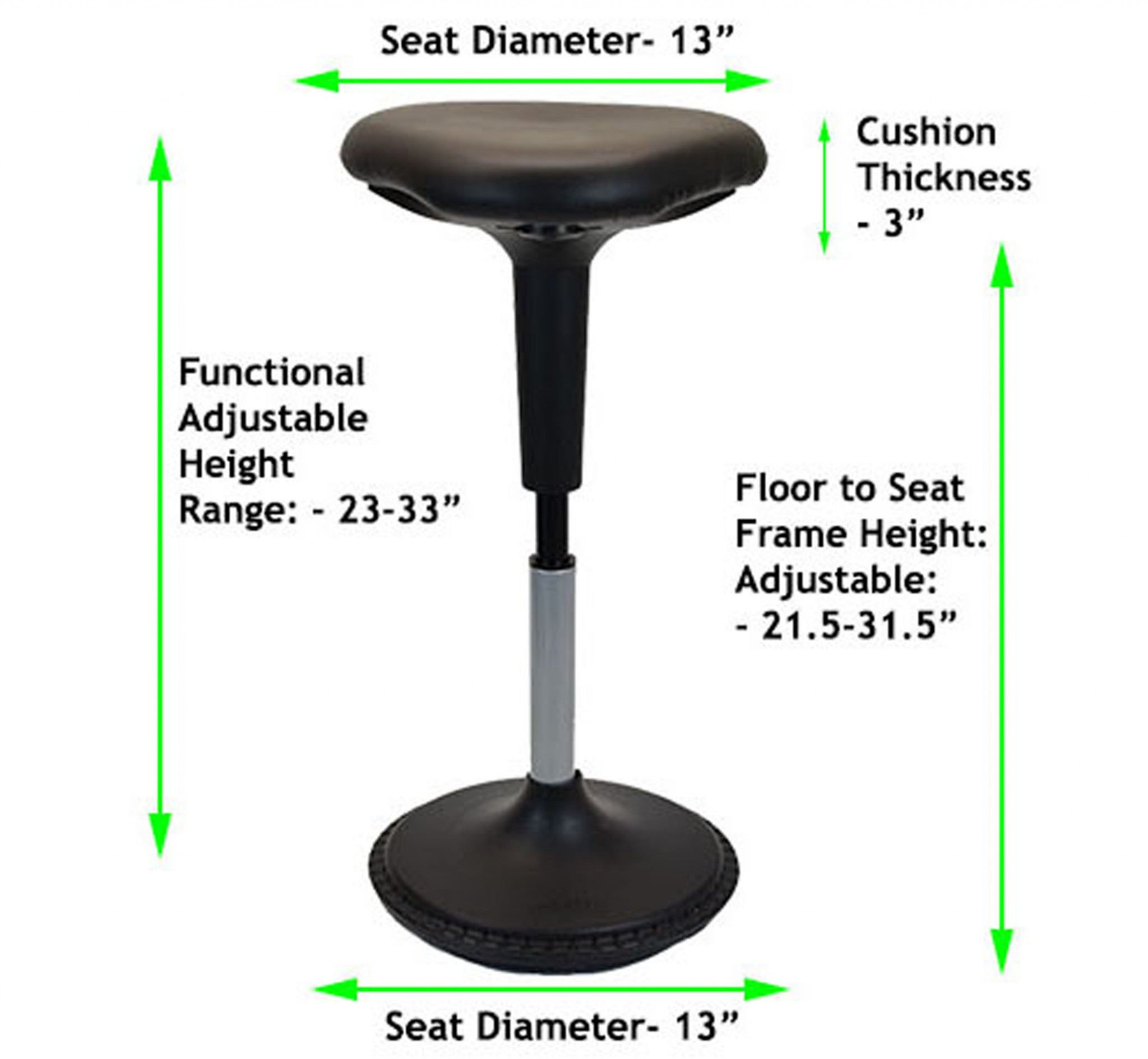 Black Tall Triangle Seat Swivel Active Balance Chair