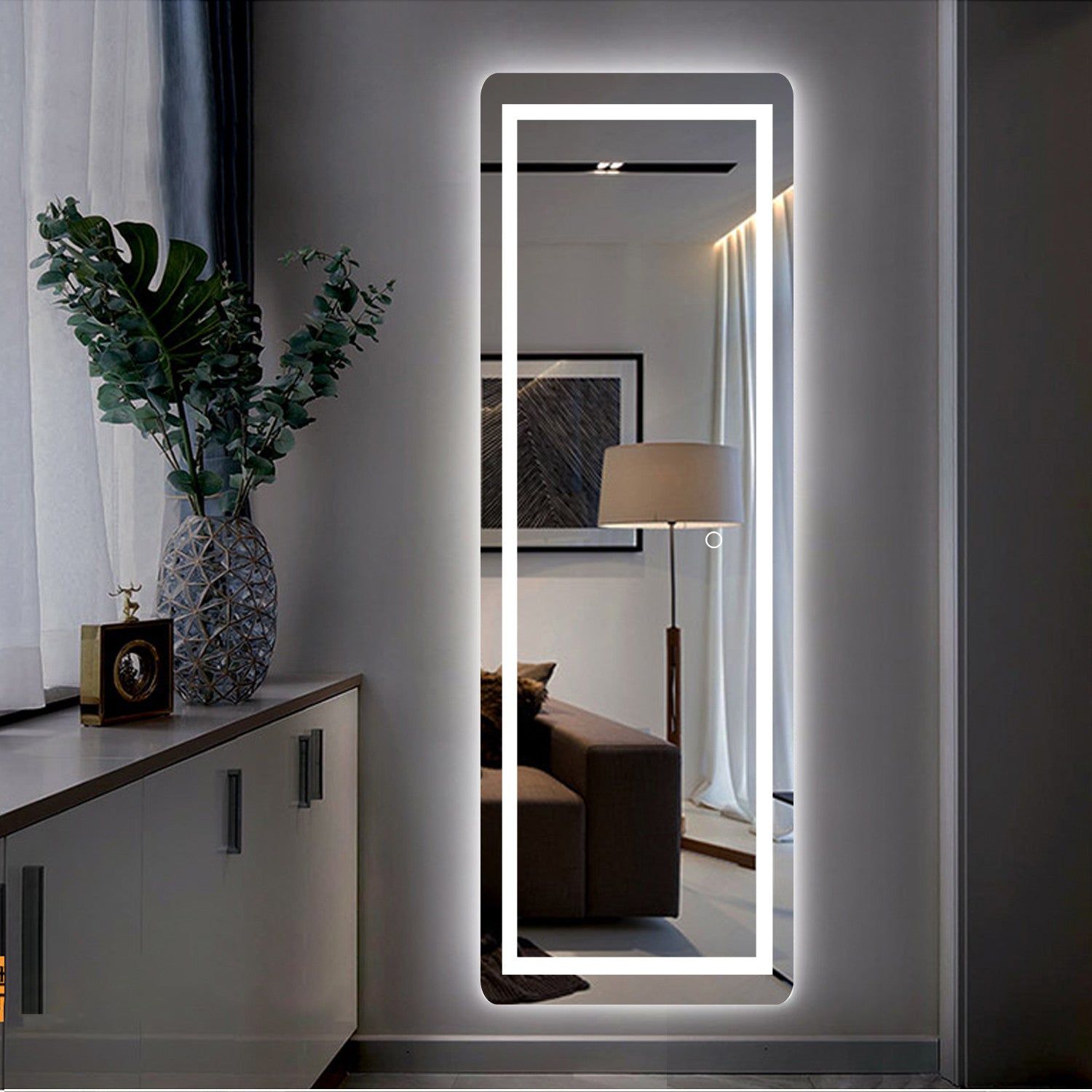 LED Strip Rounded Rectangle Wall Mirror