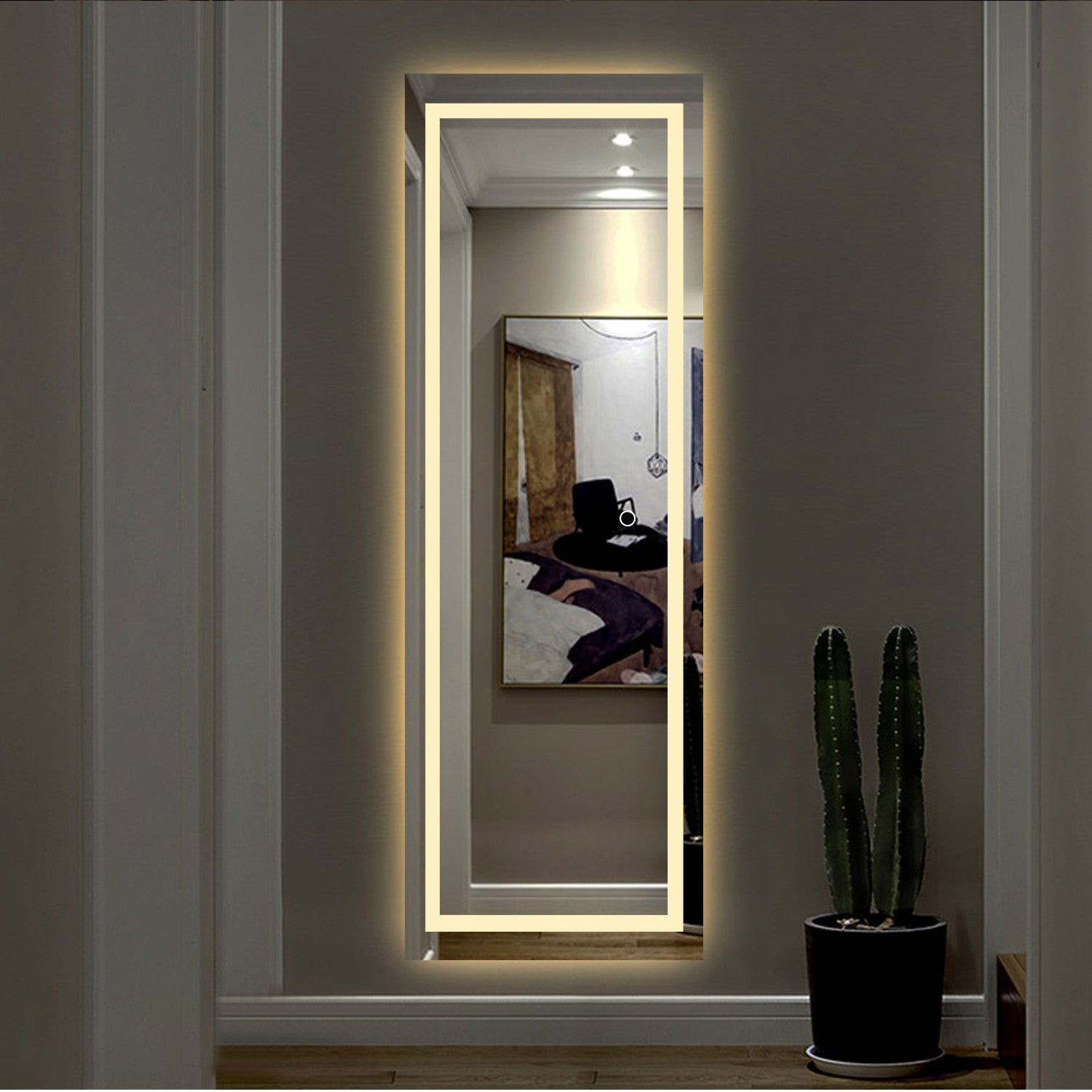 LED Strip Rectangular Wall Mirror