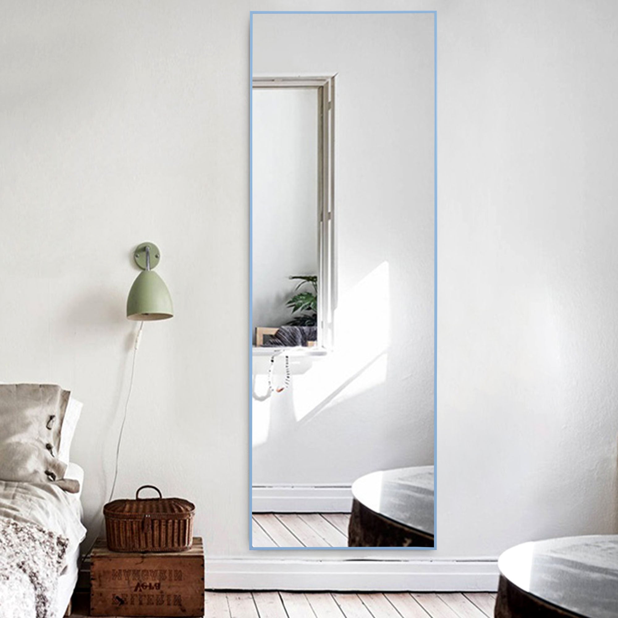 Light Blue Framed Wall Mirror