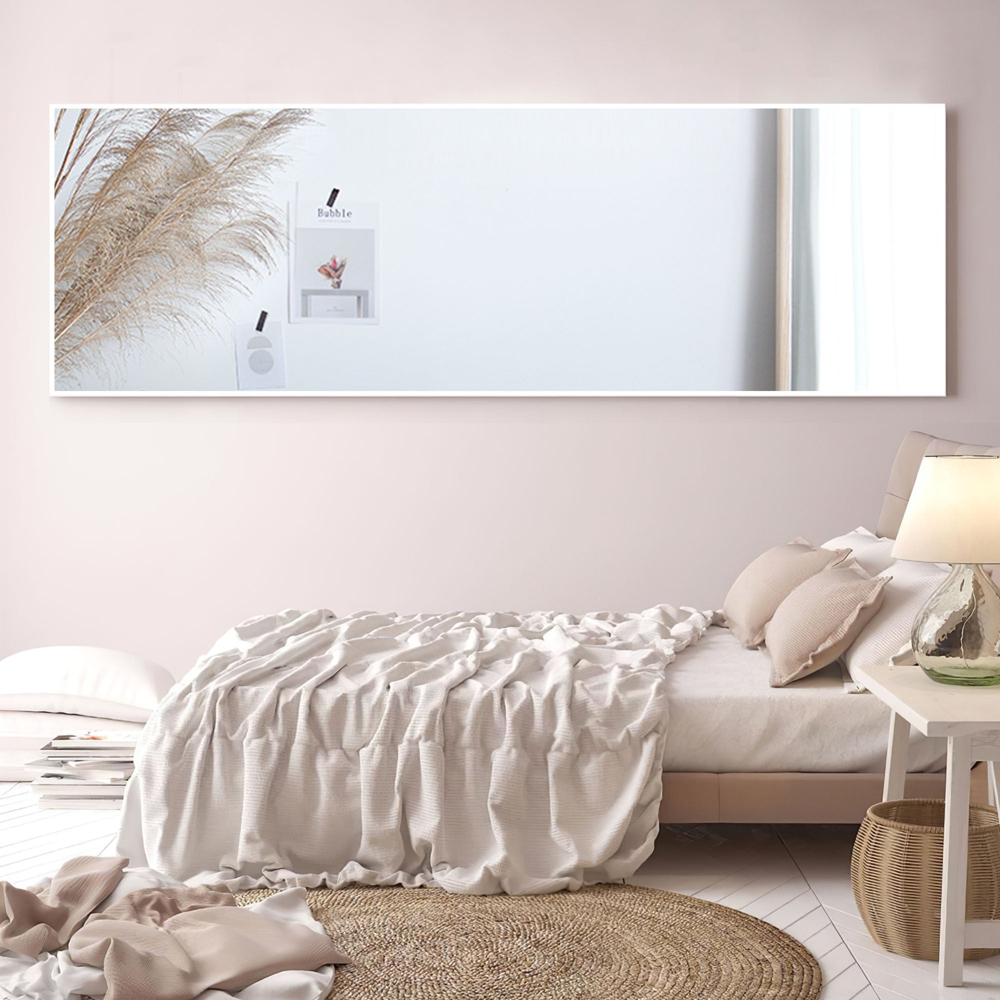 Minimal White Rectangular Full-length Wall Mirror