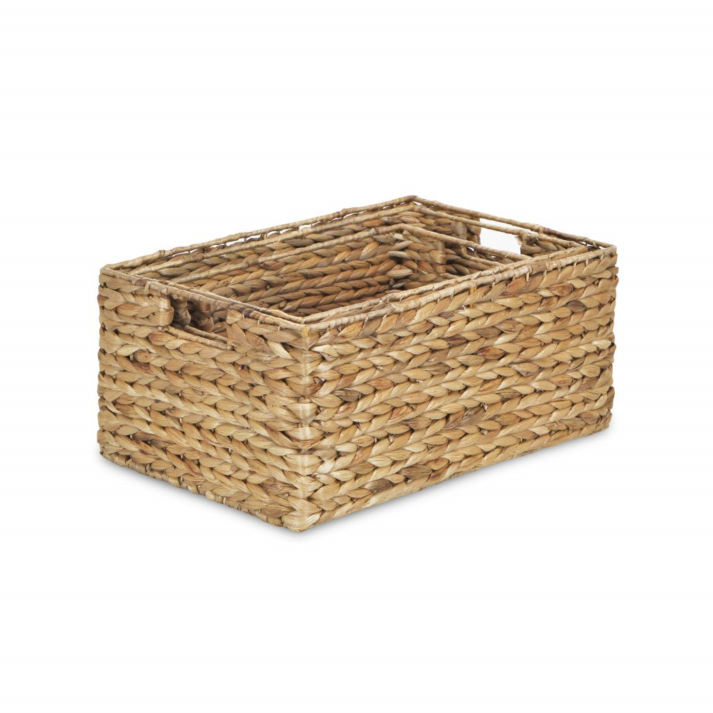 Set of Three Braided Water Hyacinth Baskets