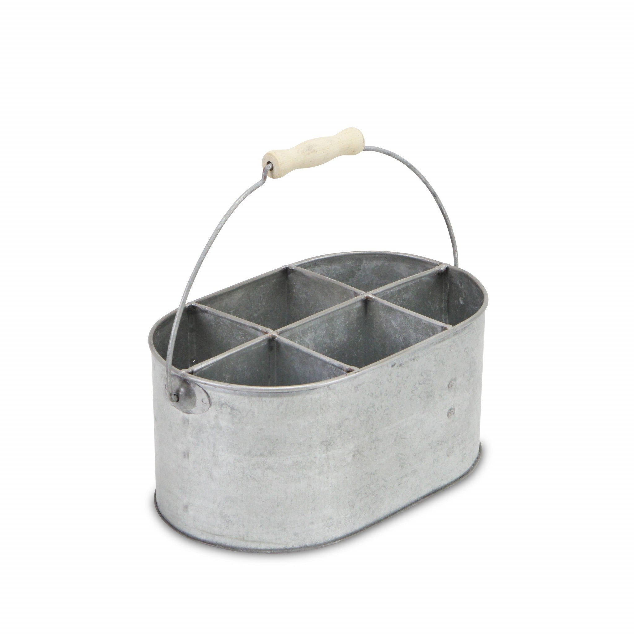 Six Slot Galvanized Metal Utensil Holder