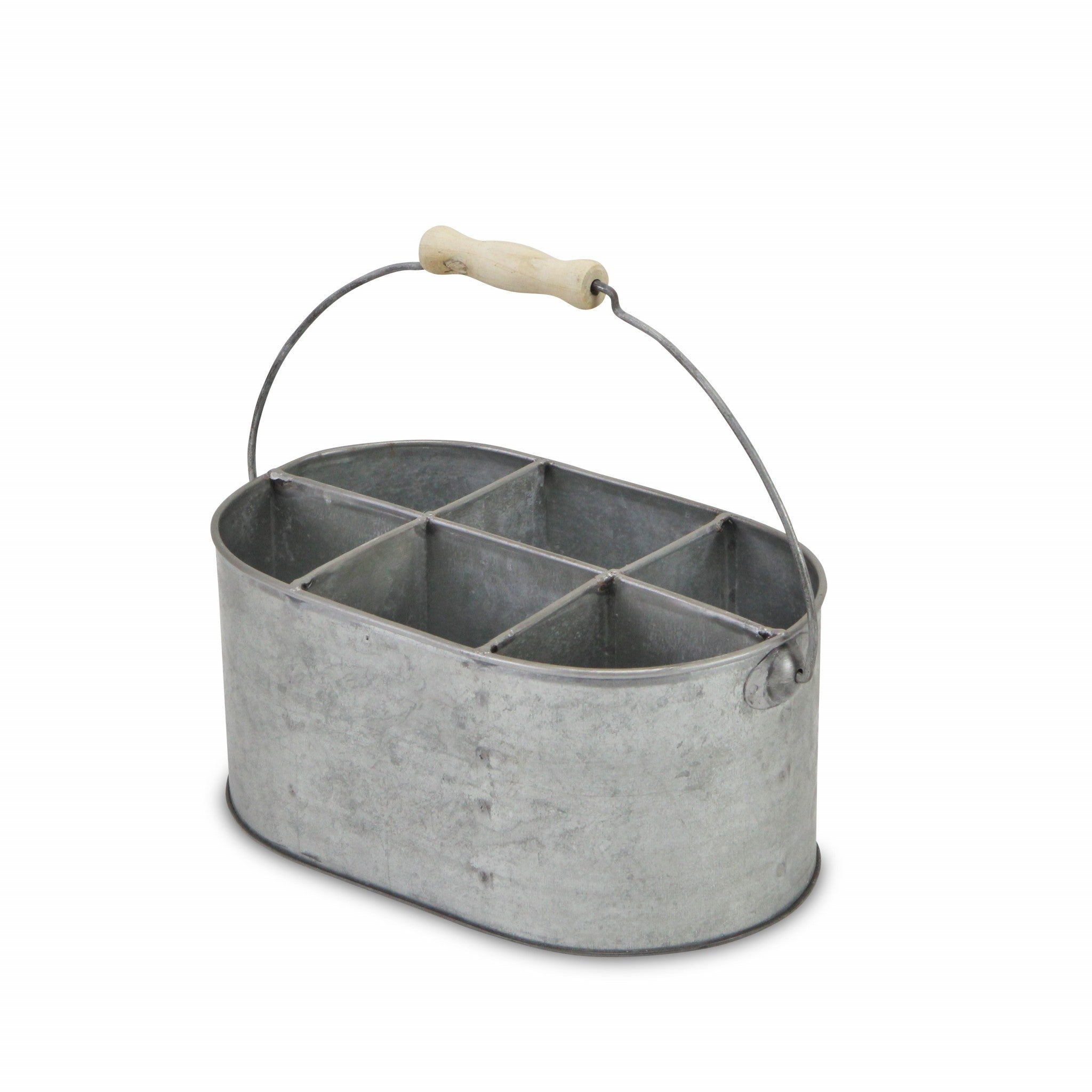 Six Slot Galvanized Metal Utensil Holder