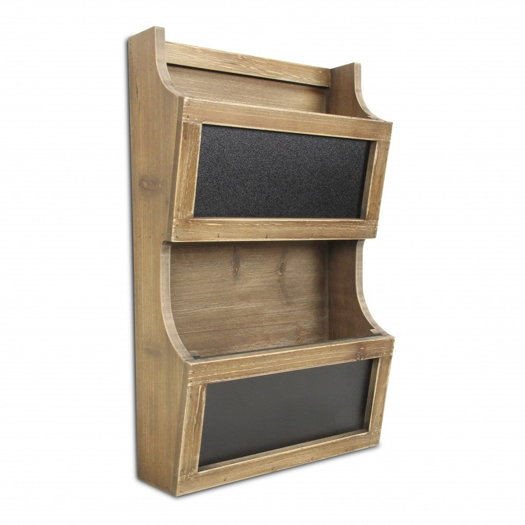 Two Tier Wooden Chalkboard Wall Storage