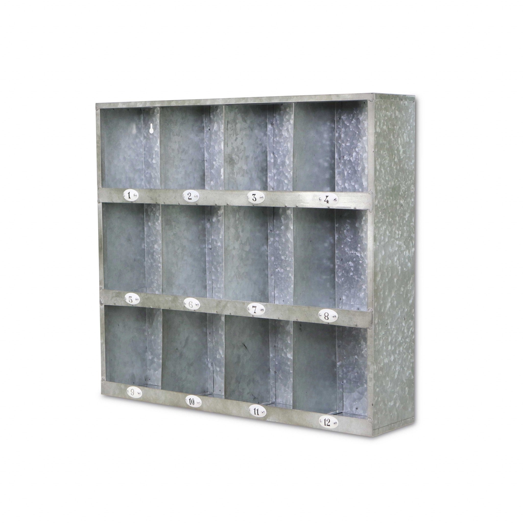 Nine Slot Galvanized Metal Open Wall Cabinet