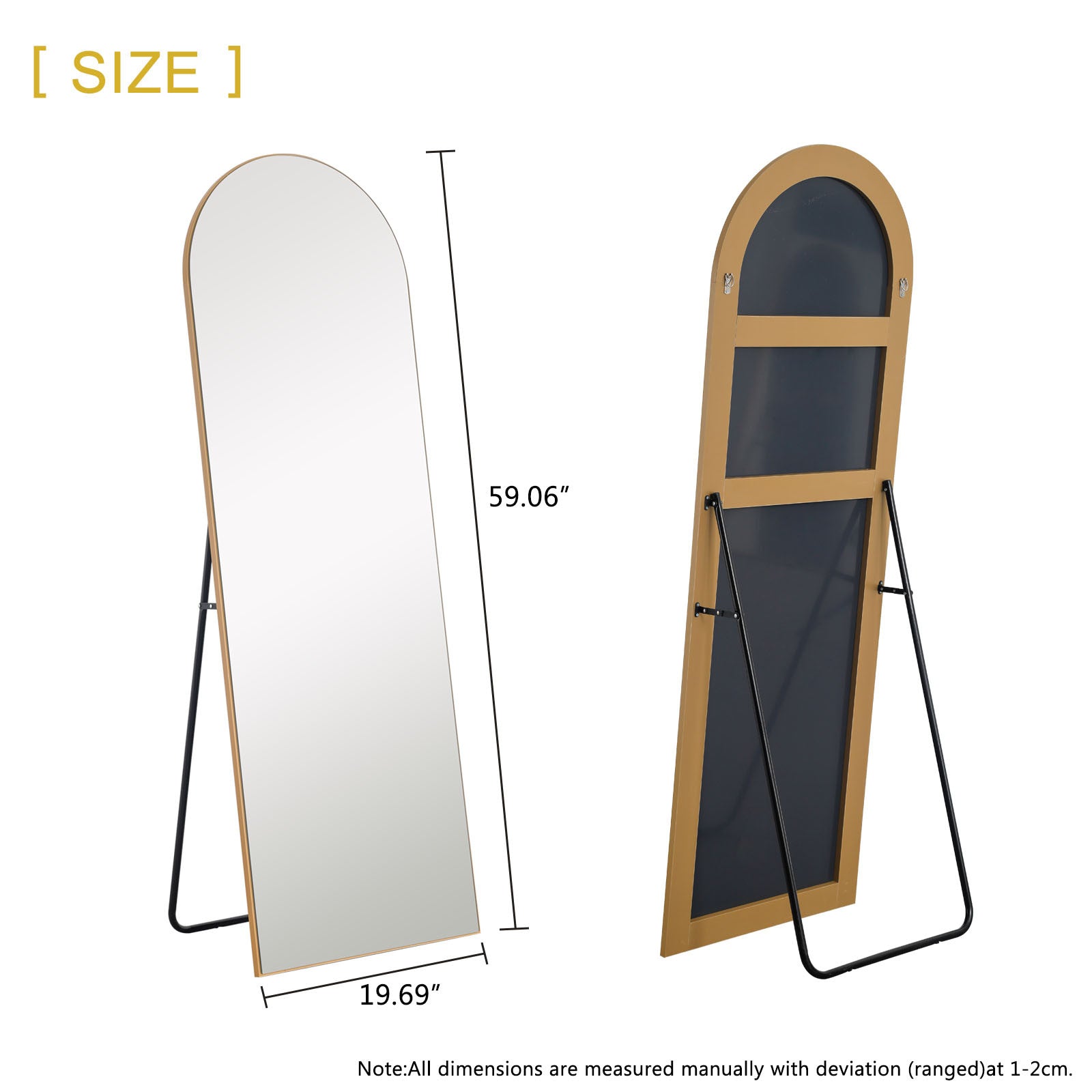 Arched Gold Standing Mirror