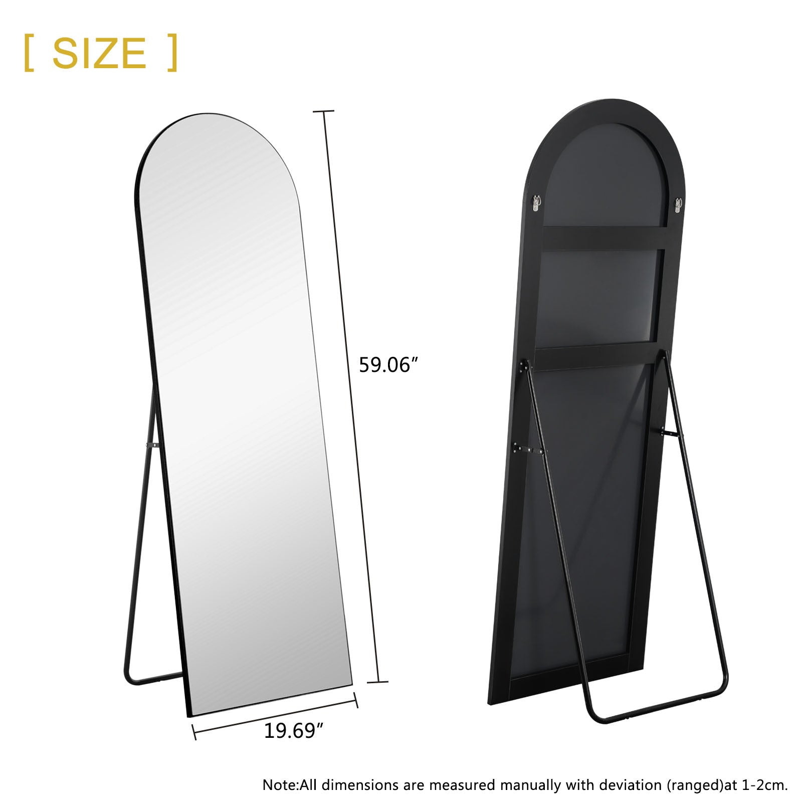 Arched Black Standing Mirror