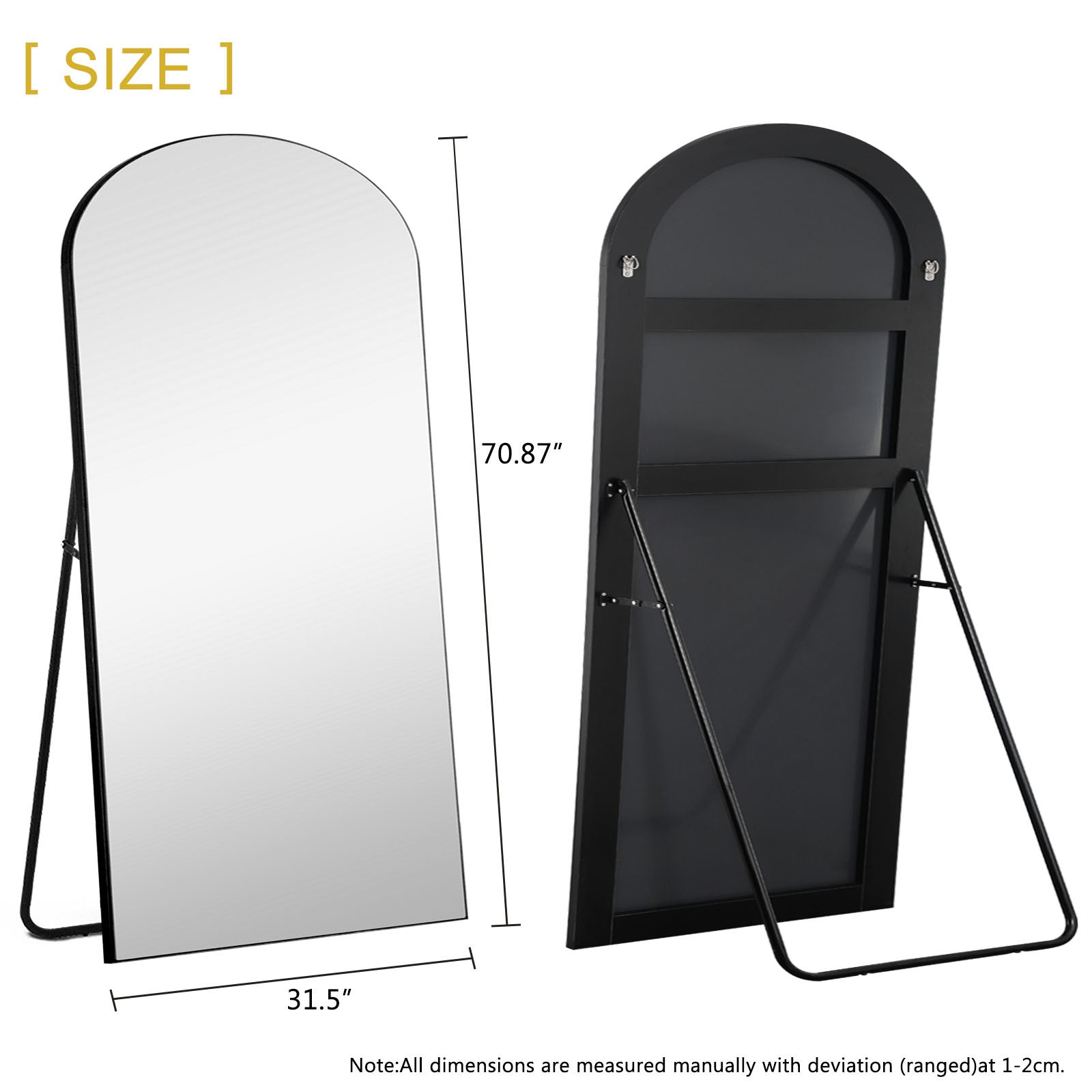 Black Arched Mirror with Stand