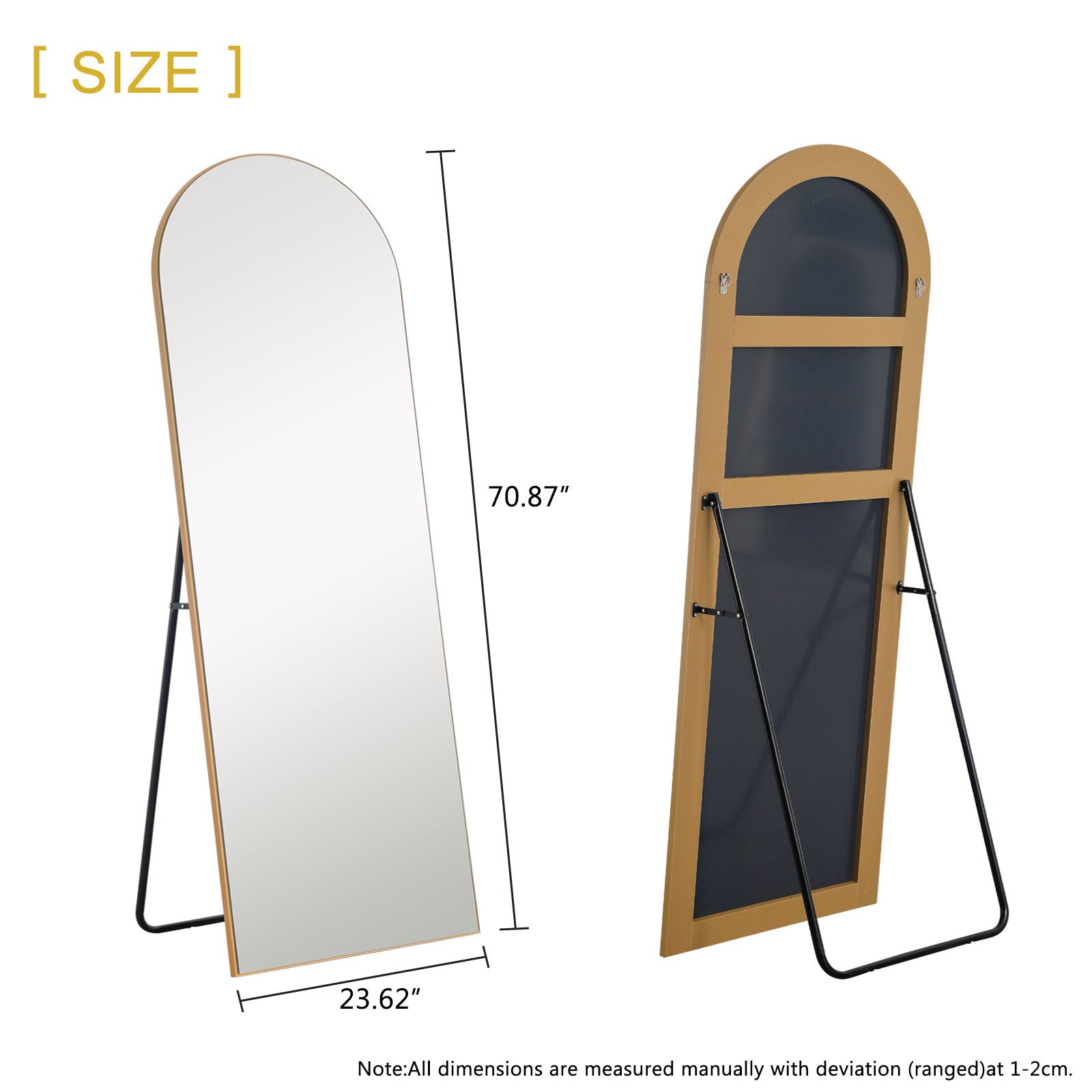 Narrow Gold Arched Wooden Mirror