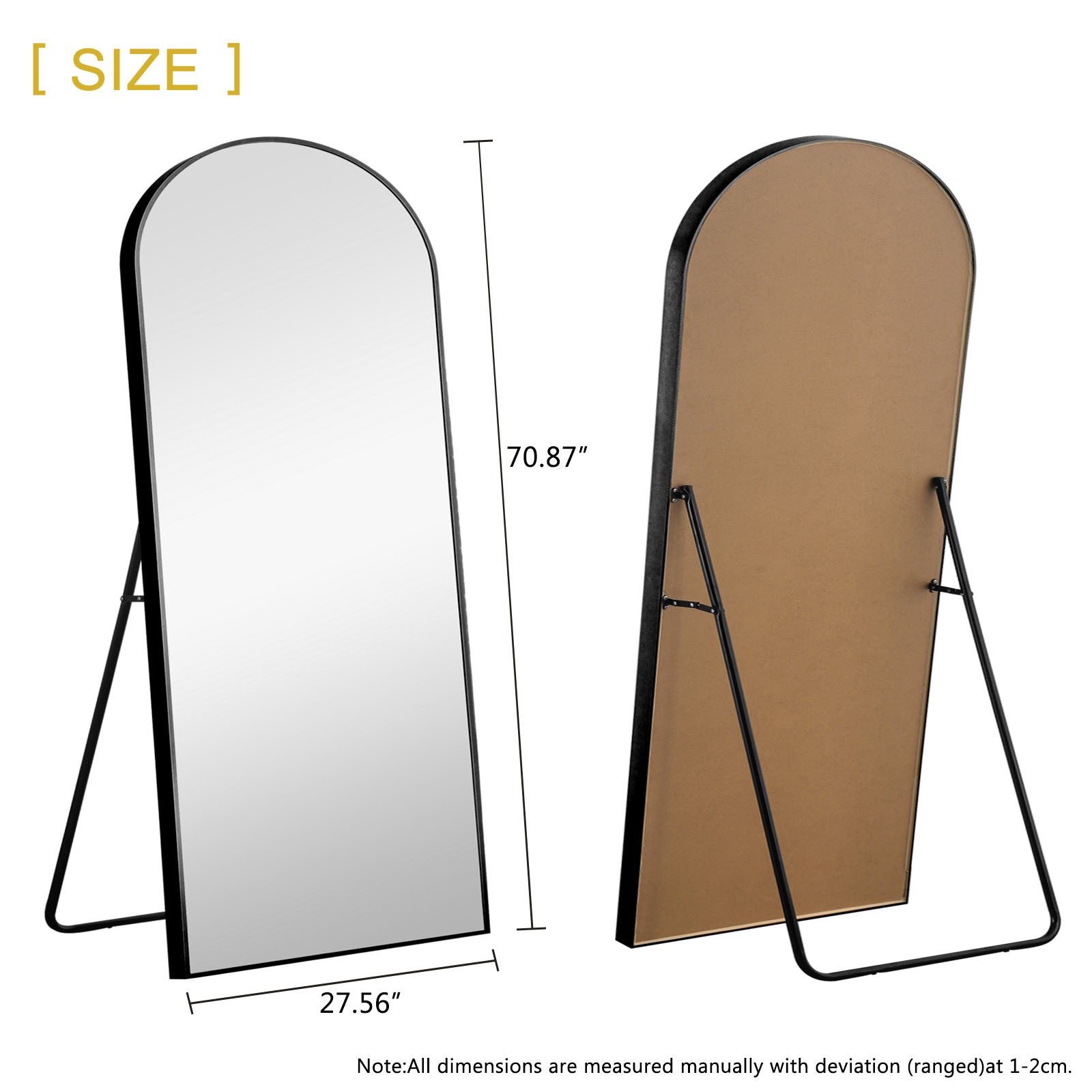 Petite Black Arched Full-length Standing Mirror