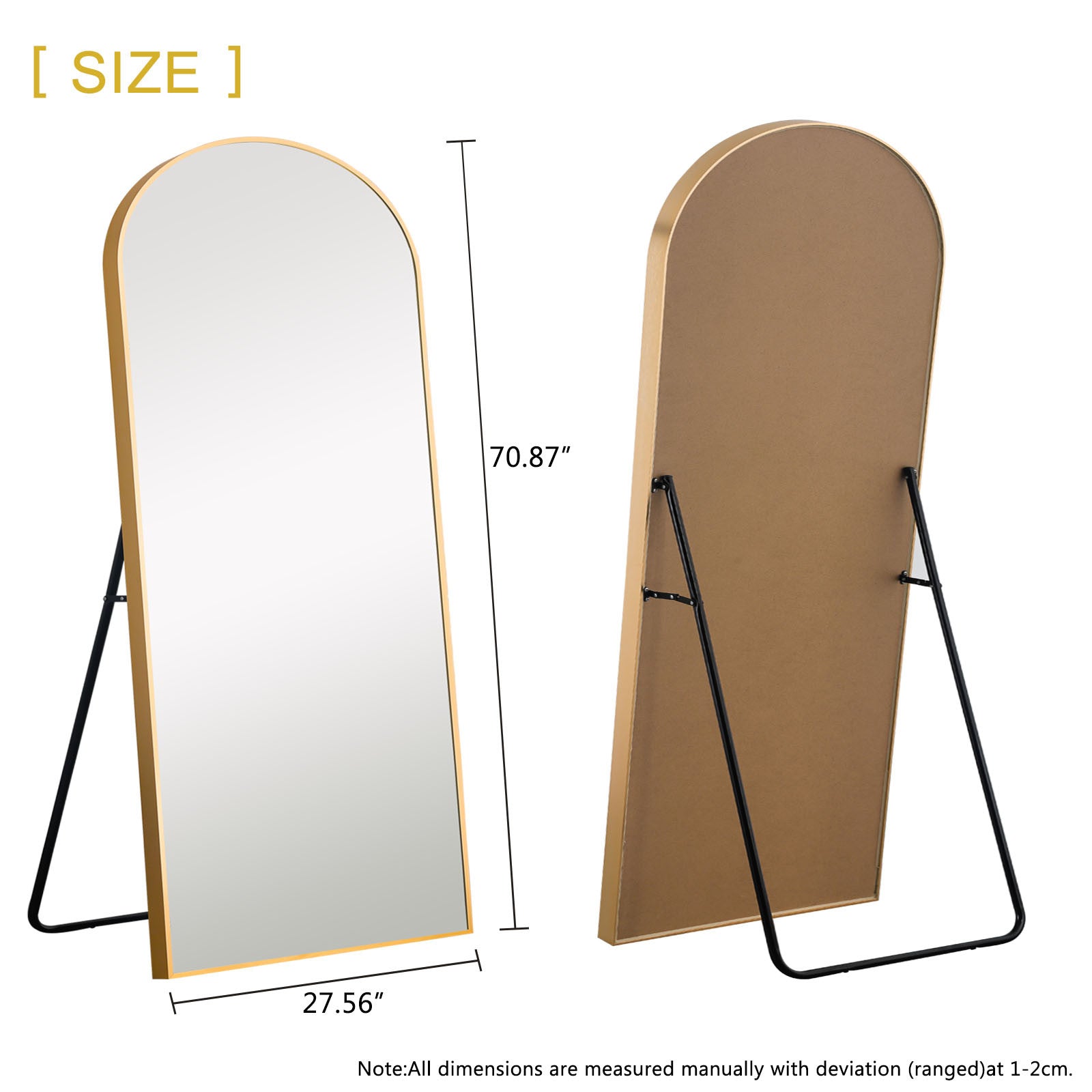 Petite Gold Arched Full-length Standing Mirror