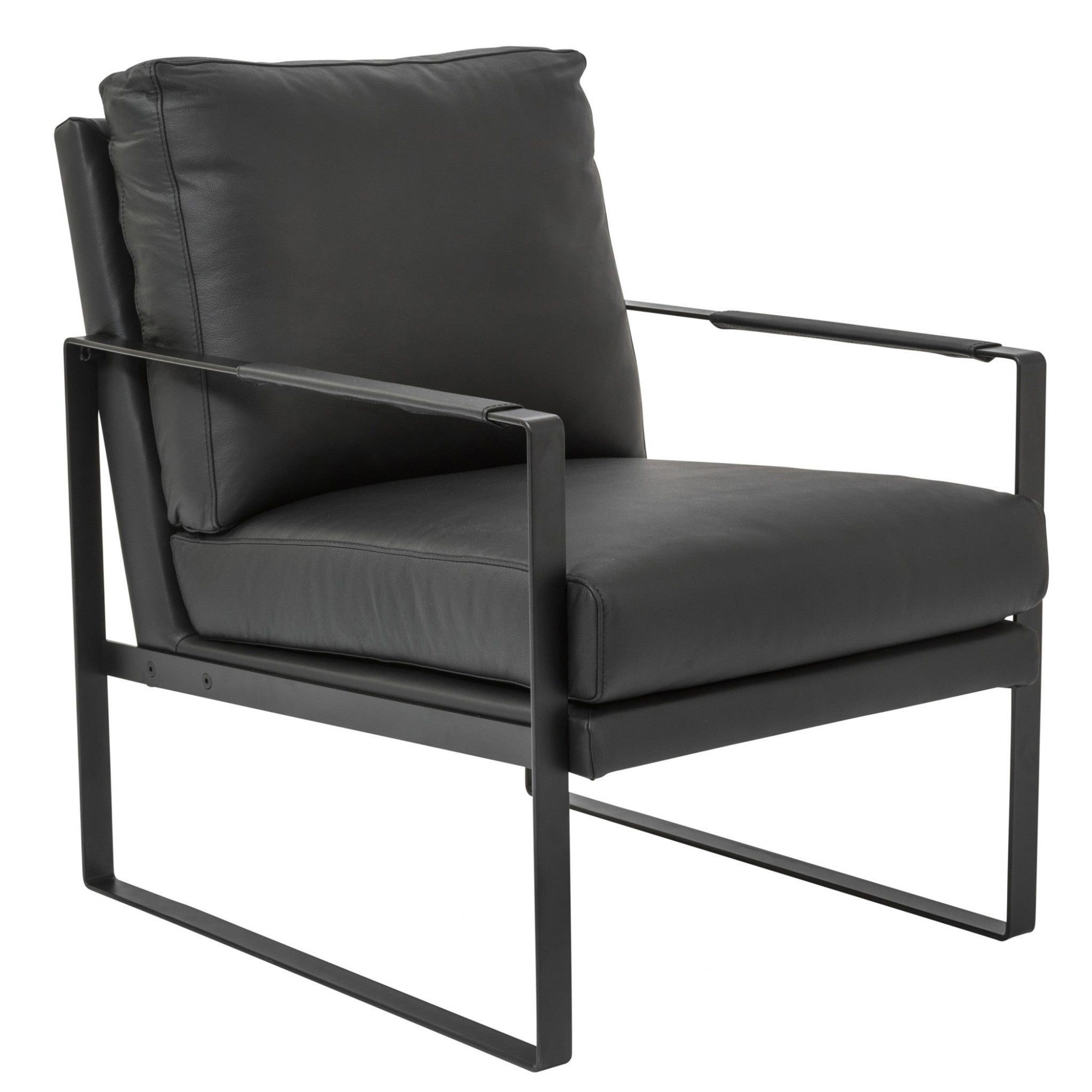 Epitome Black Leather and Black Metal Armchair