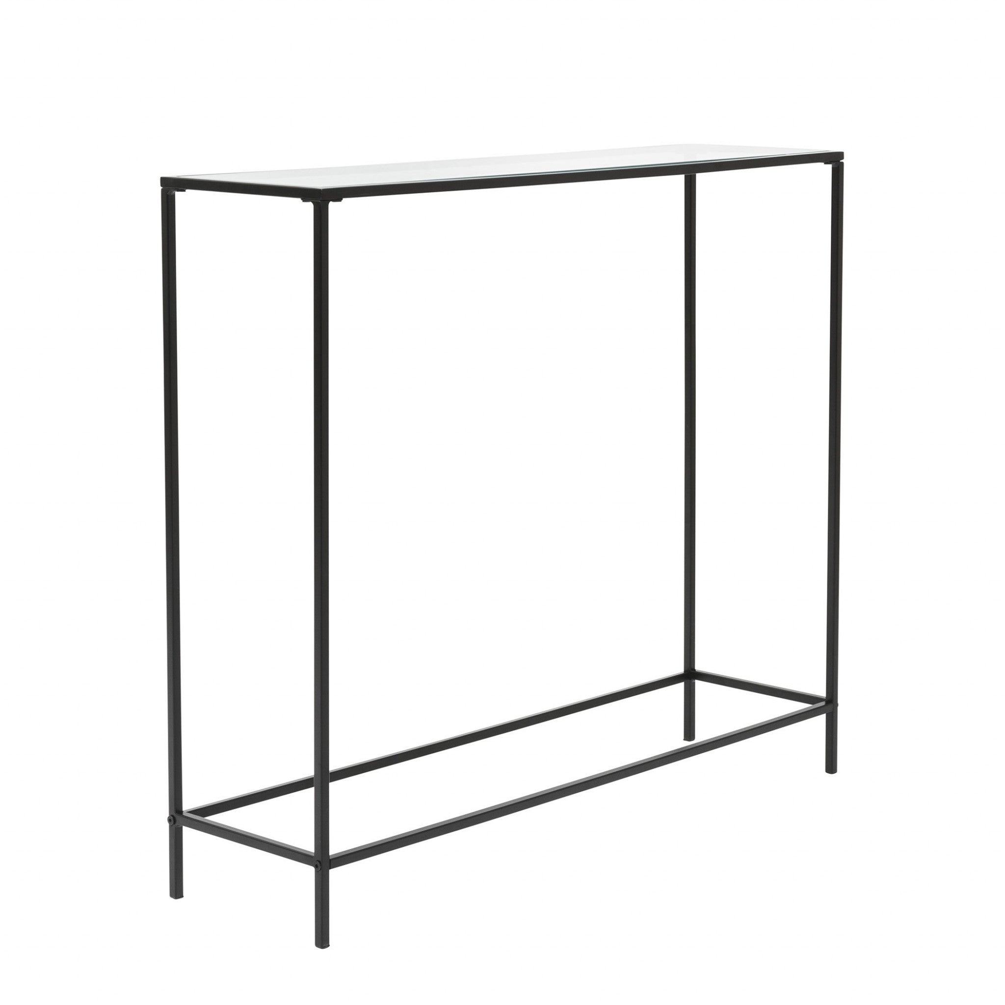 Minimalist Clear Glass and Black Console Table