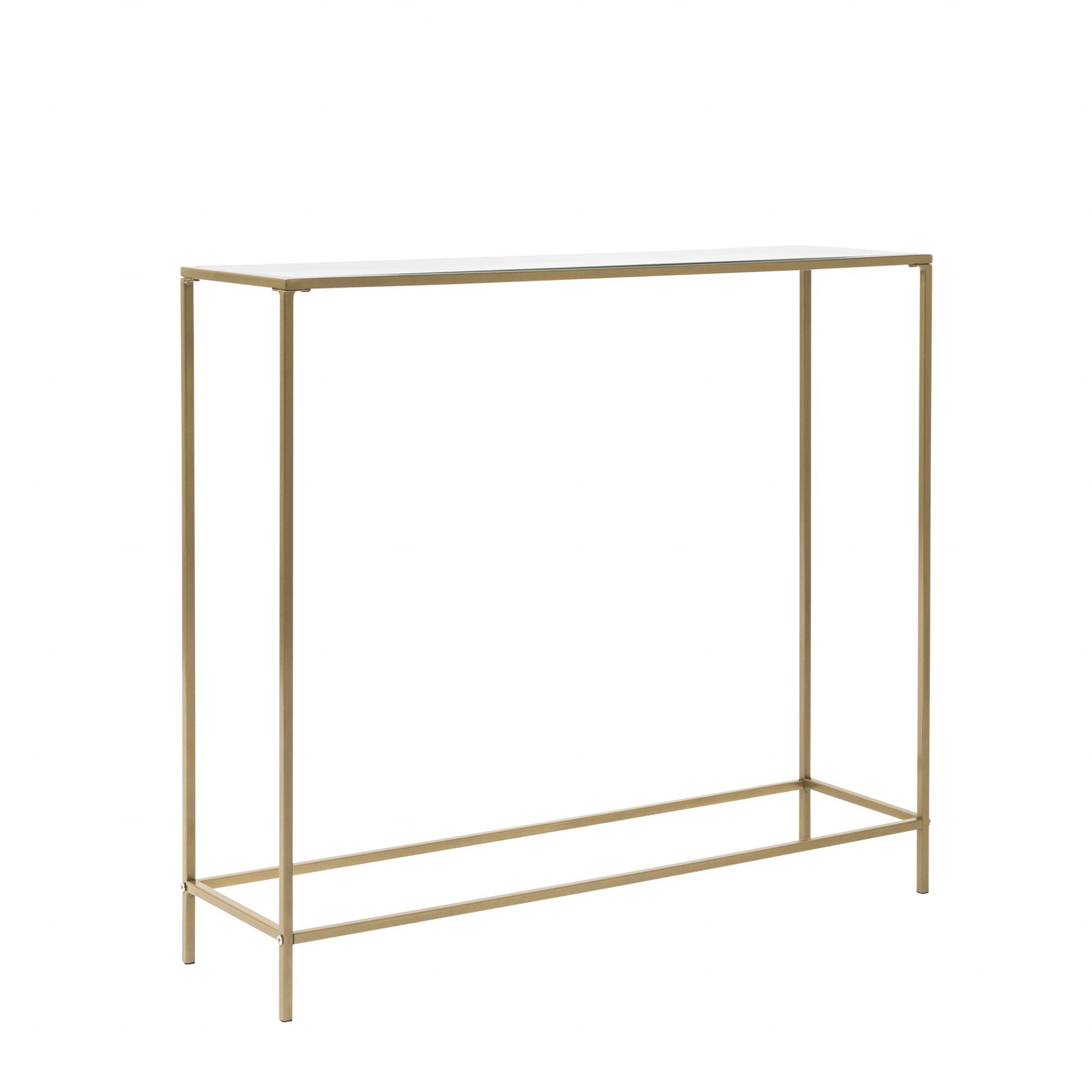 Minimalist Clear Glass and Gold Console Table