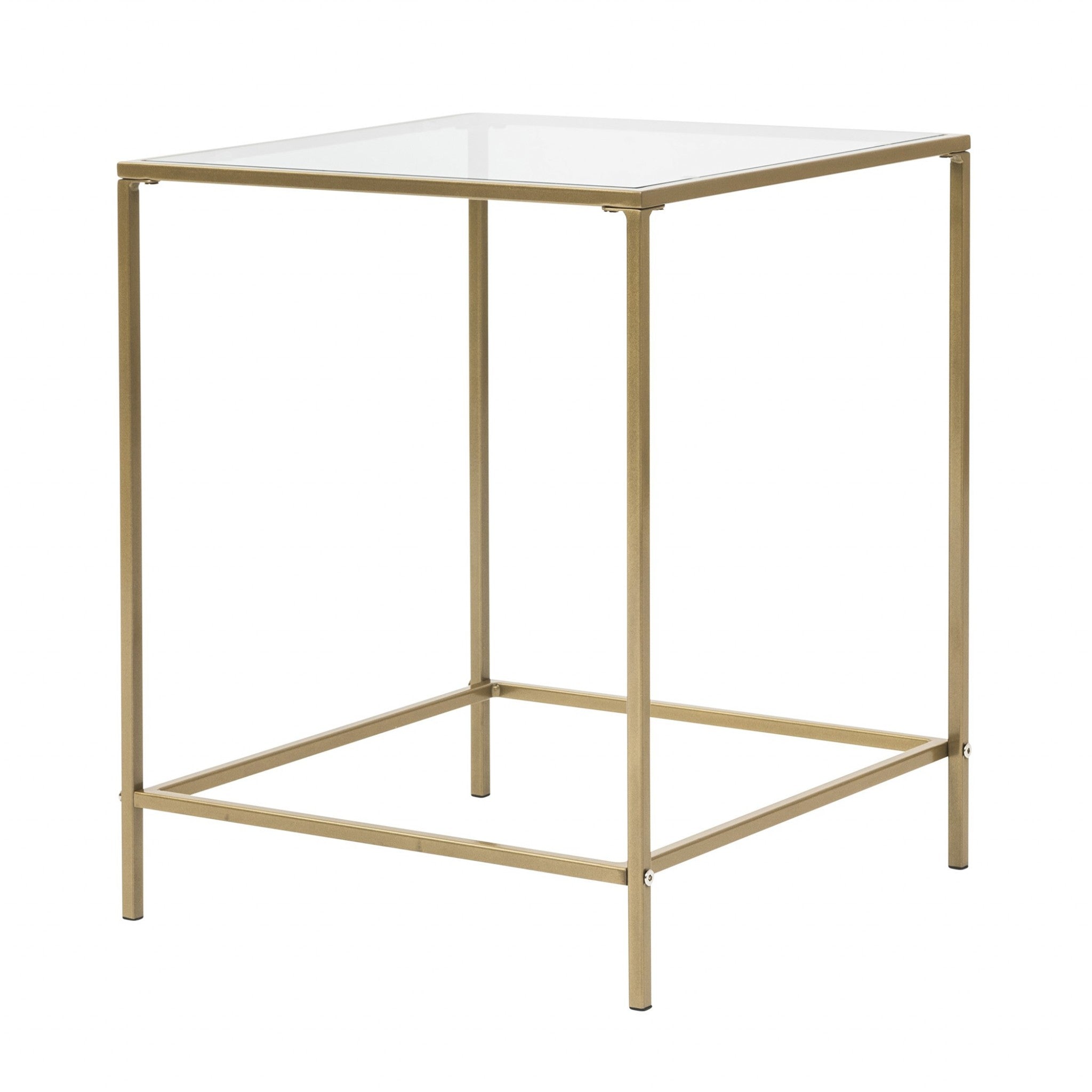 Minimalist Clear Glass and Gold Side Table