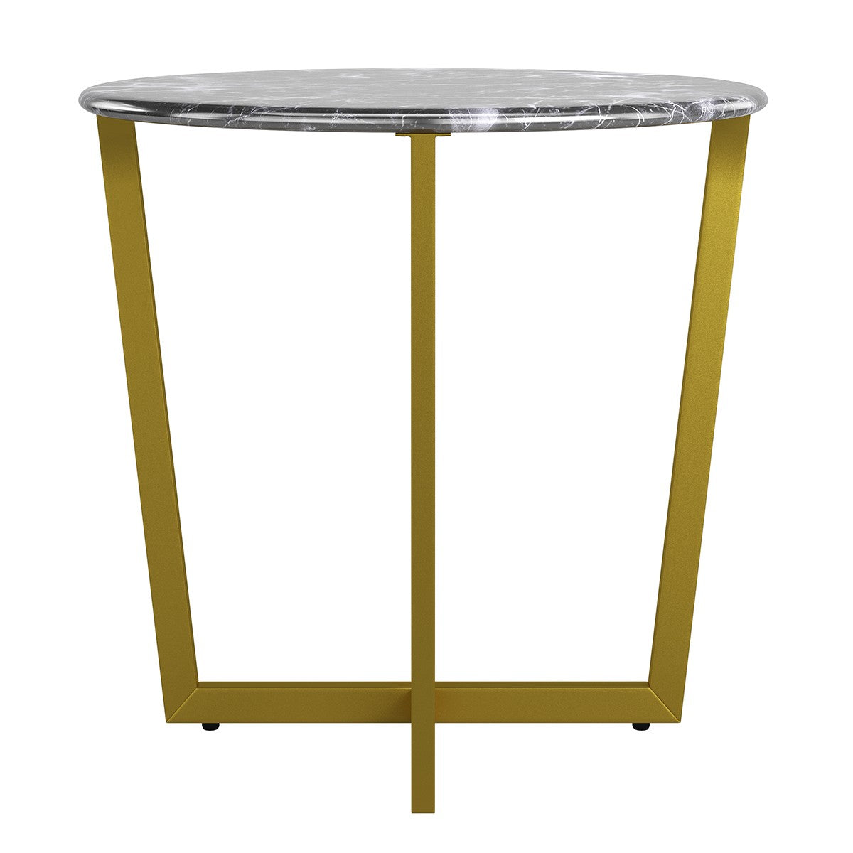 Mod Geo Gold and Black Round Faux Marble Side Table