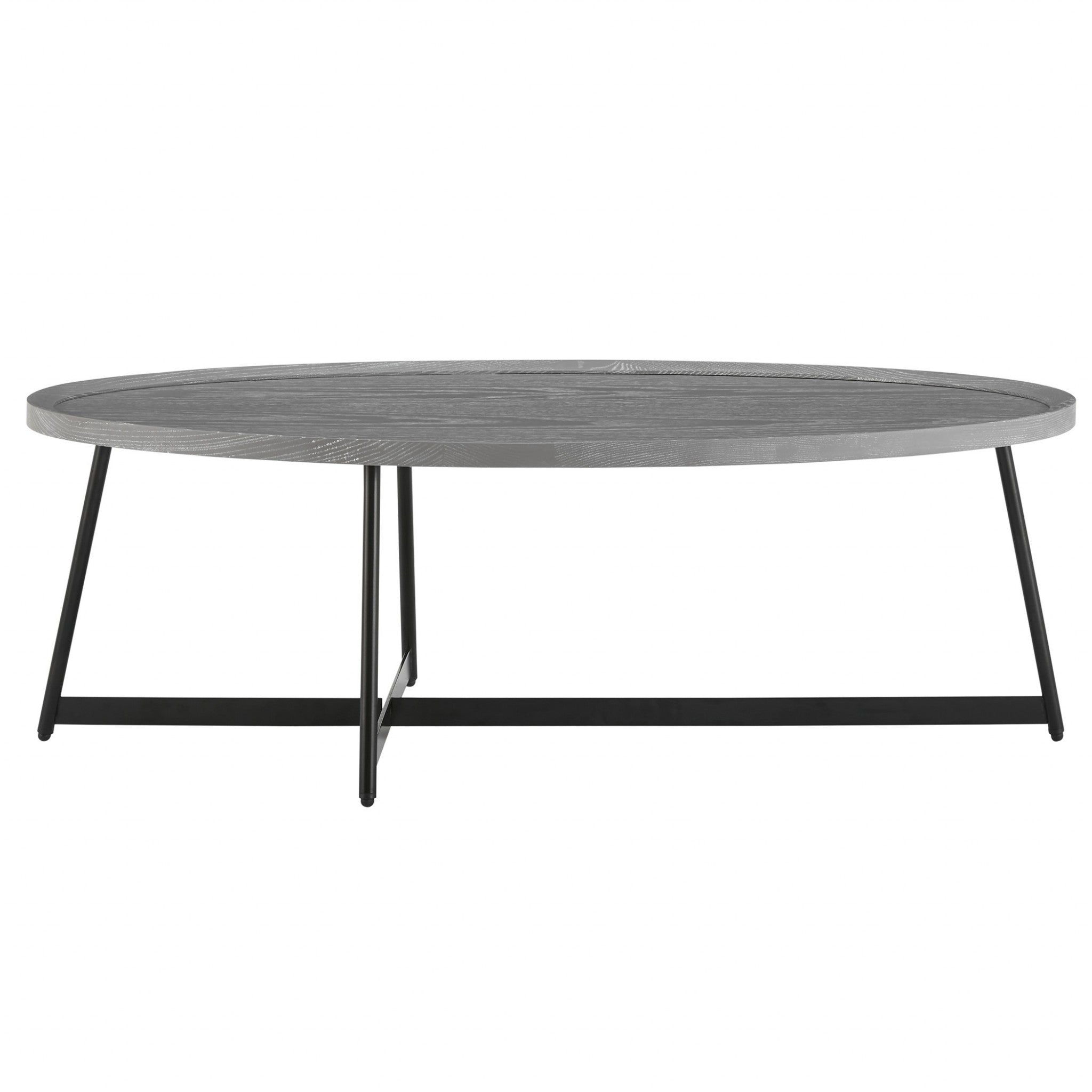 Modern Gray and Black Oval Coffee Table