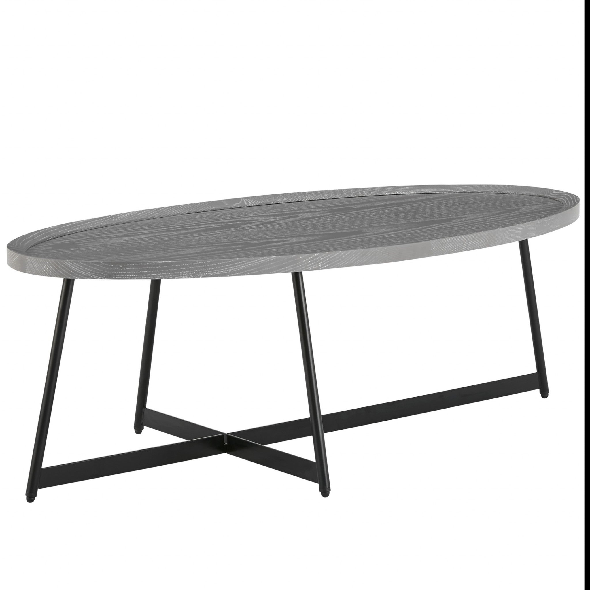 Modern Gray and Black Oval Coffee Table