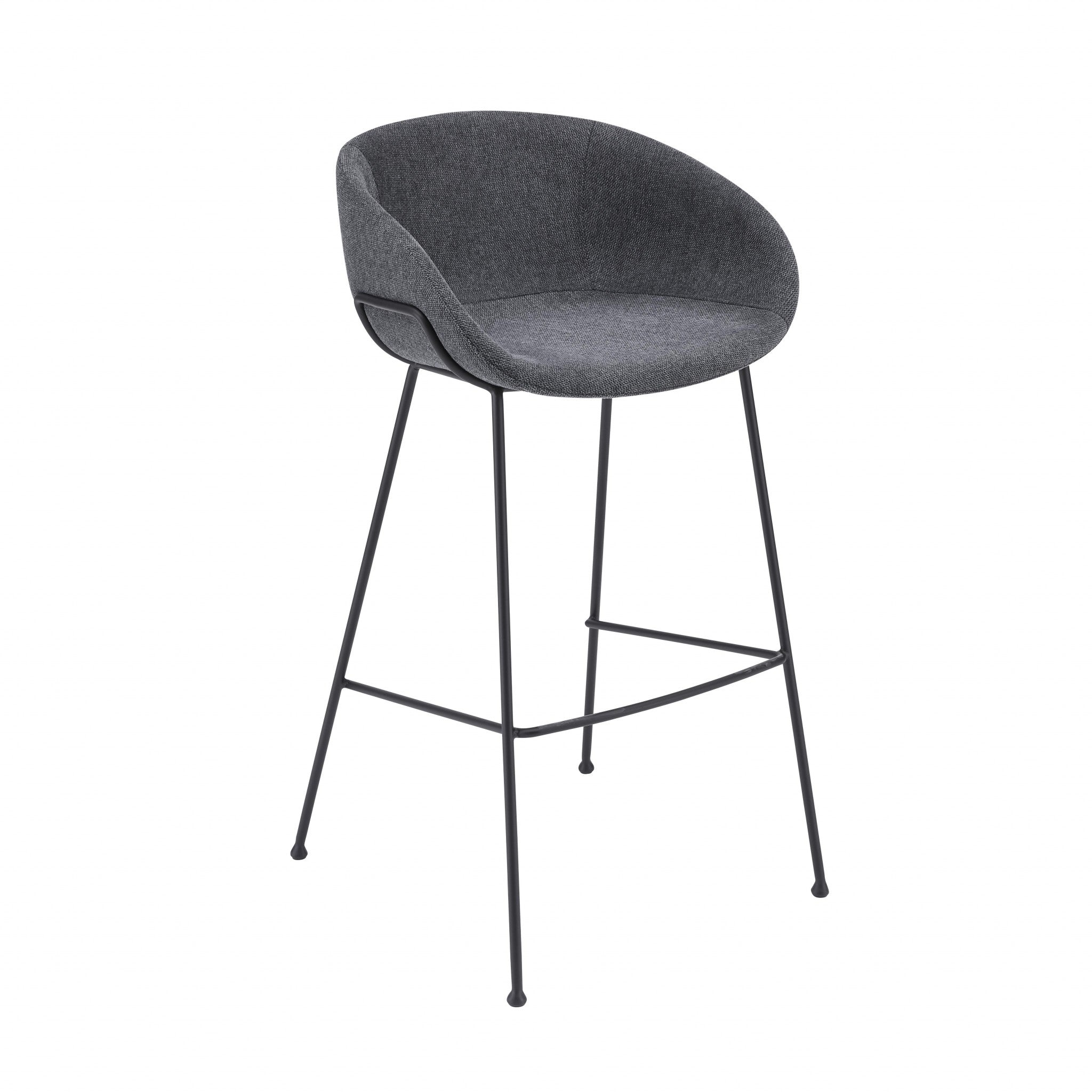 Set of Two Gray and Chrome Scoop Bar Stools