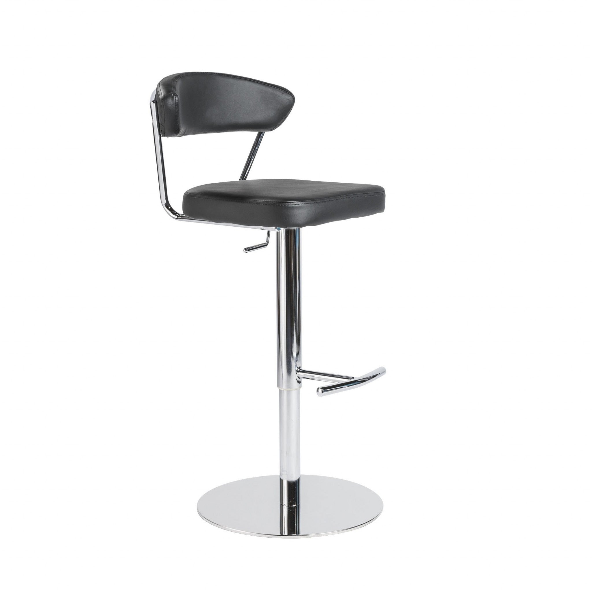 Adjustable Swivel Black Faux Leather Aluminum Stool