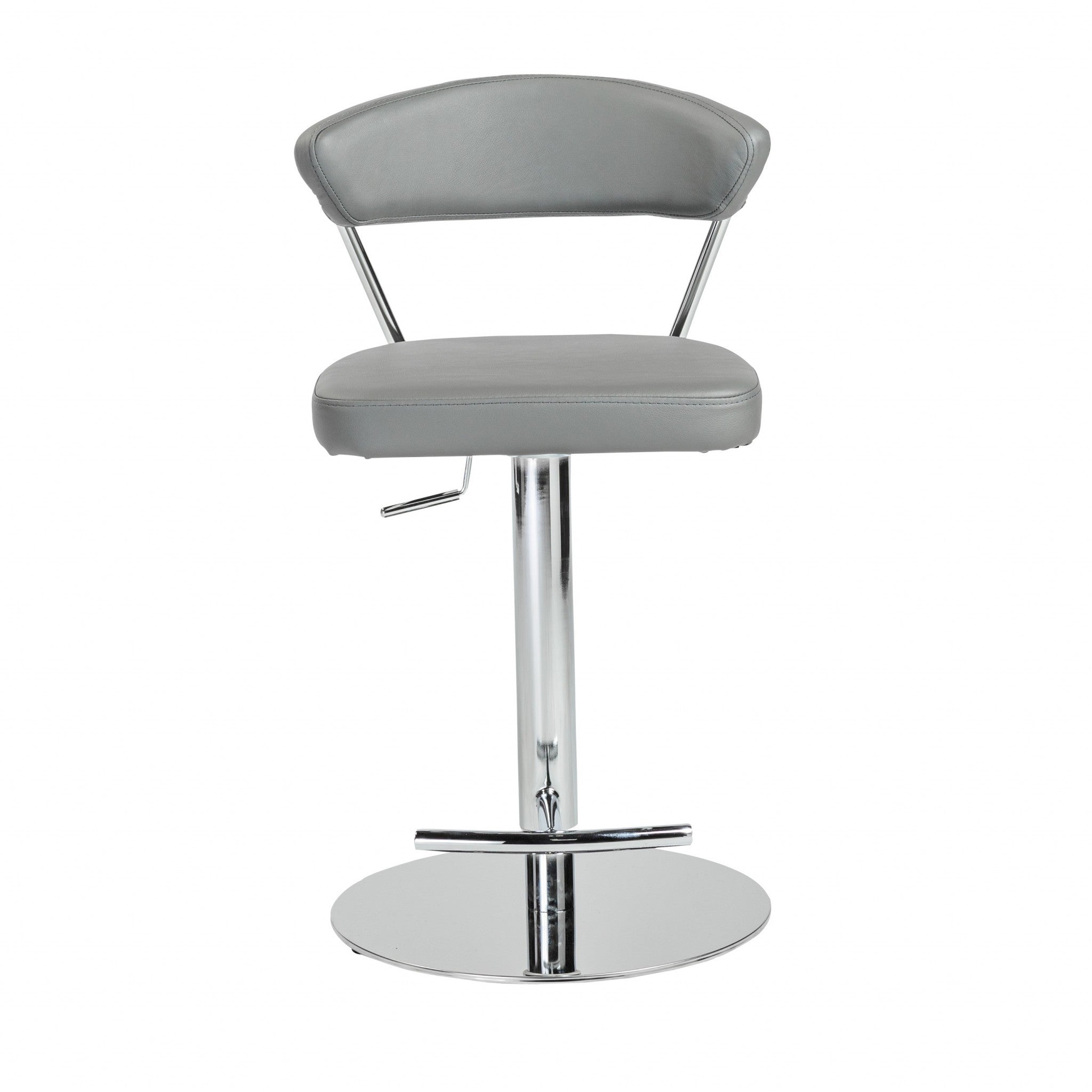 Adjustable Swivel Gray Faux Leather Aluminum Stool