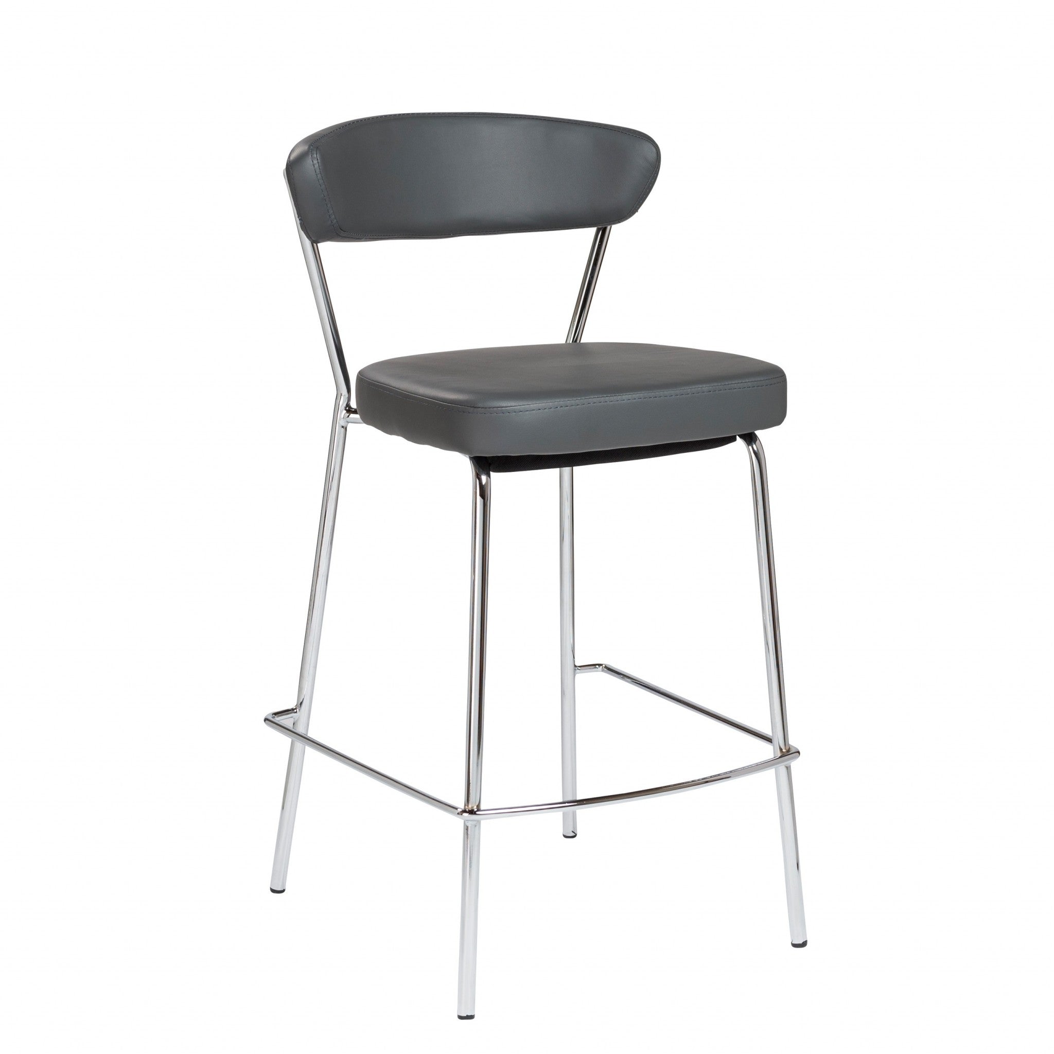 Set of Two Taper Black Faux Leather Counter Stools