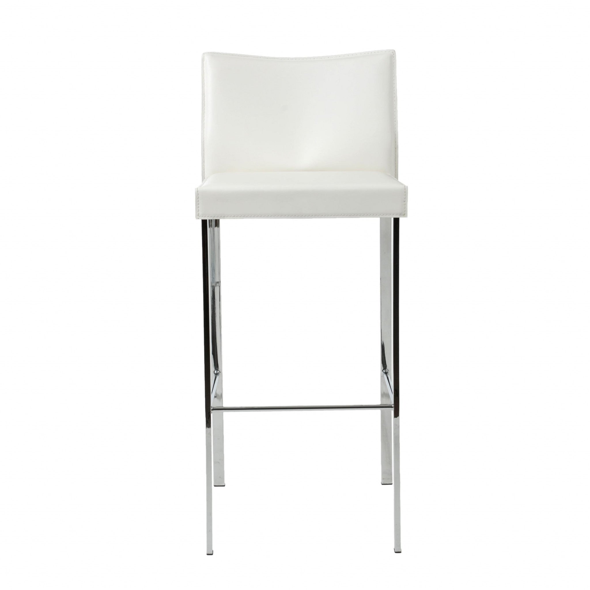 Set of Two White Chrome Bar Stools