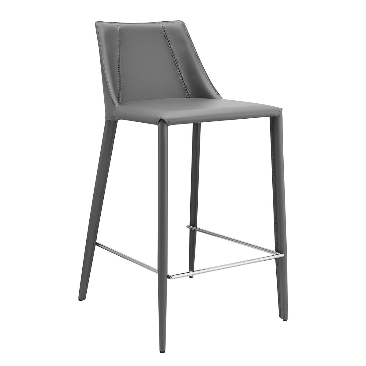 Rich Gray Faux Leather Counter Stool