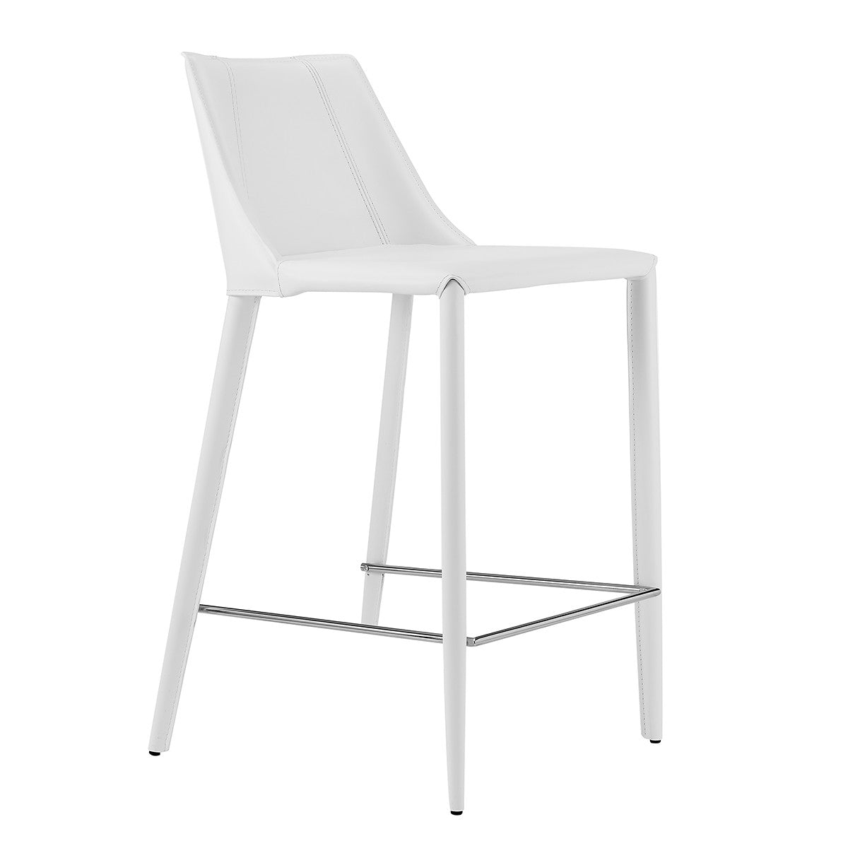 Rich White Faux Leather Counter Stool