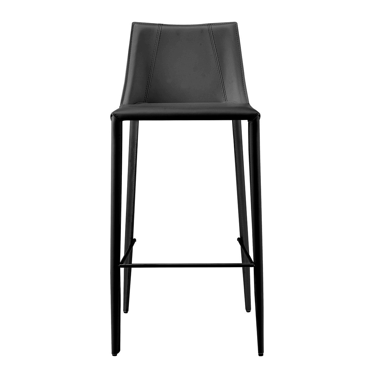 Rich Black Faux Leather Bar Stool