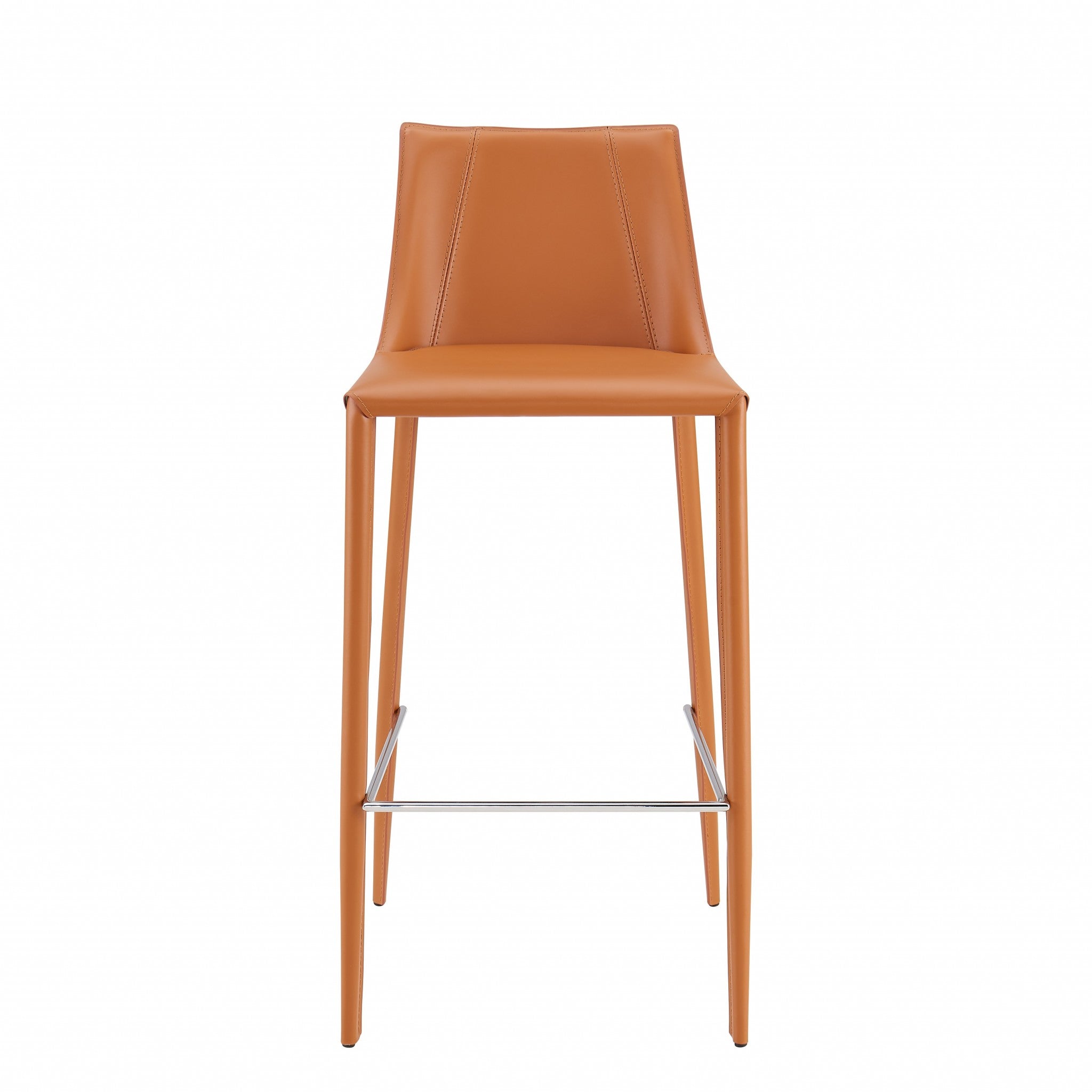 Rich Terra Cotta Faux Leather Bar Stool