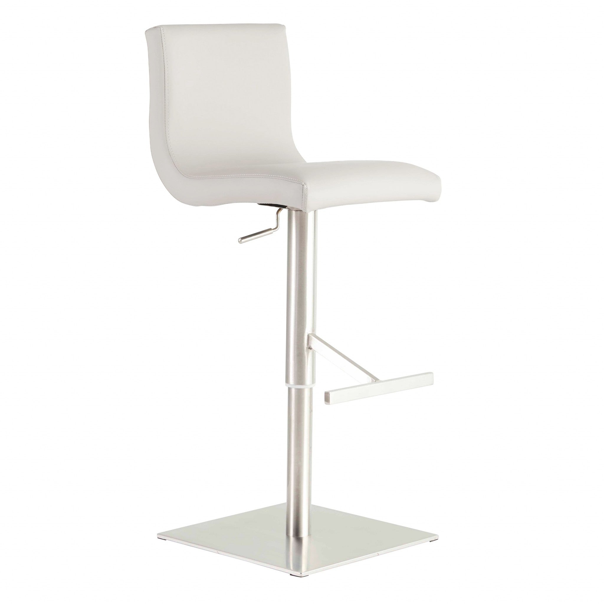 Adjustable White Faux Leather Aluminum Stool