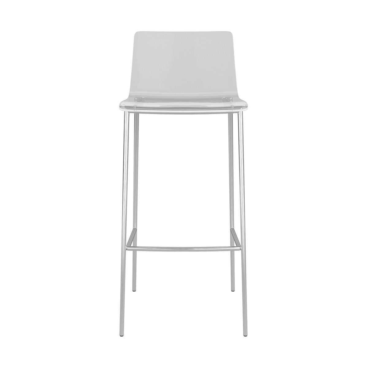 Set of Two Contemporary Acrylic and Nickel Bar Stools