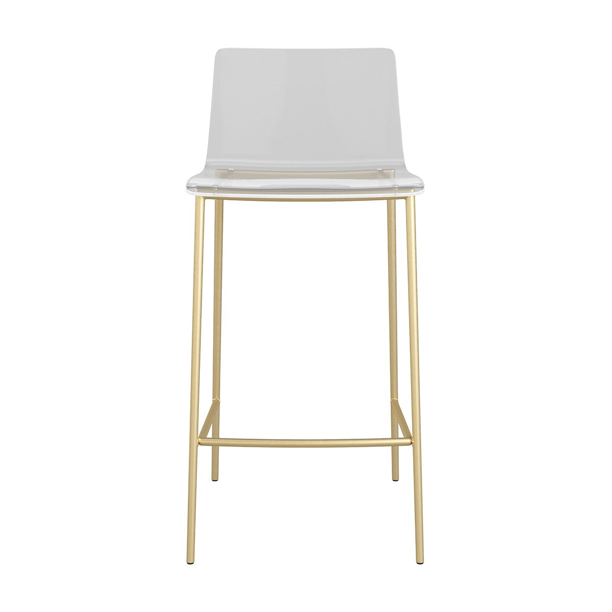 Set of Two Contemporary Acrylic and Gold Counter Stools