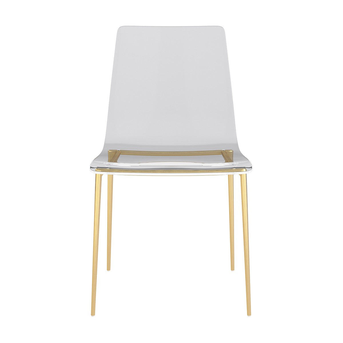 Set of Two Acrylic and Gold Steel Chairs