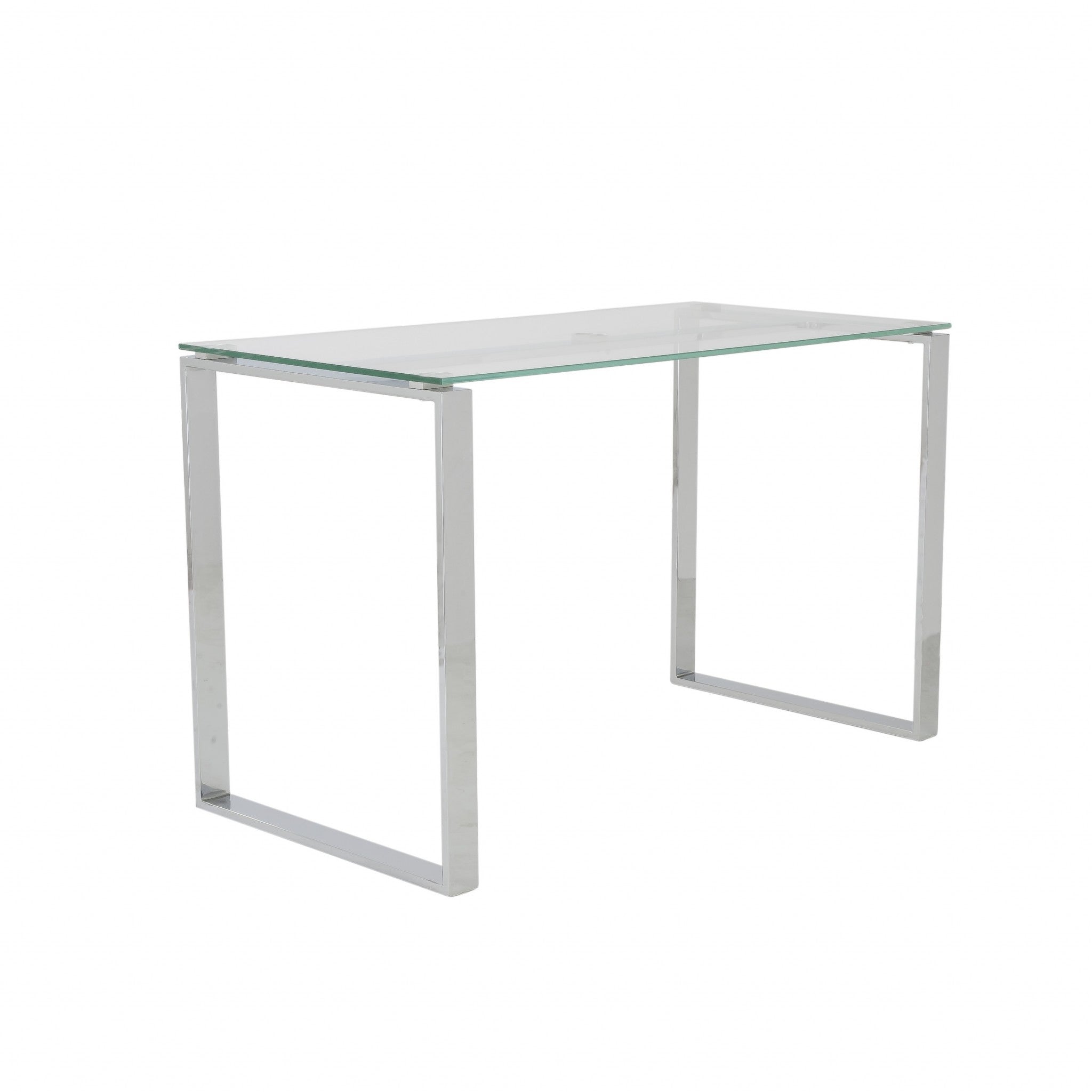 Pro Mod Clear Glass and Polished Stainless Steel Desk