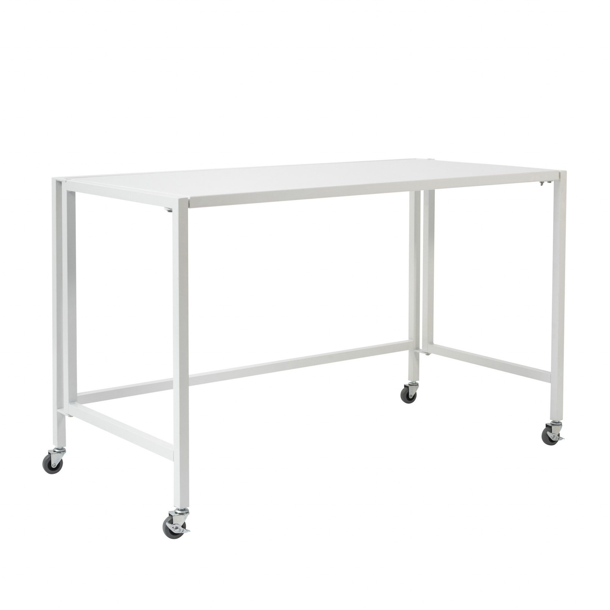 Matte White Metal Minimalist Folding Table Desk