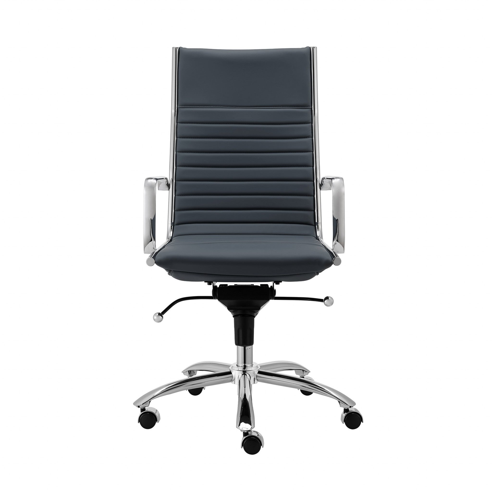 Executive Blue and Chrome High Back Office Chair