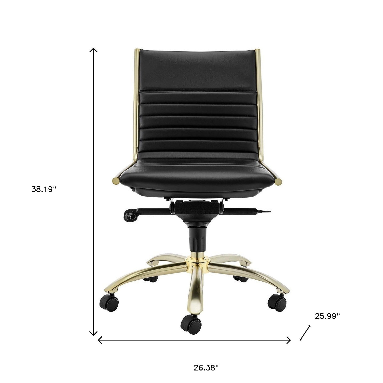 Executive Black and Gold Low Back No Arm Office Chair