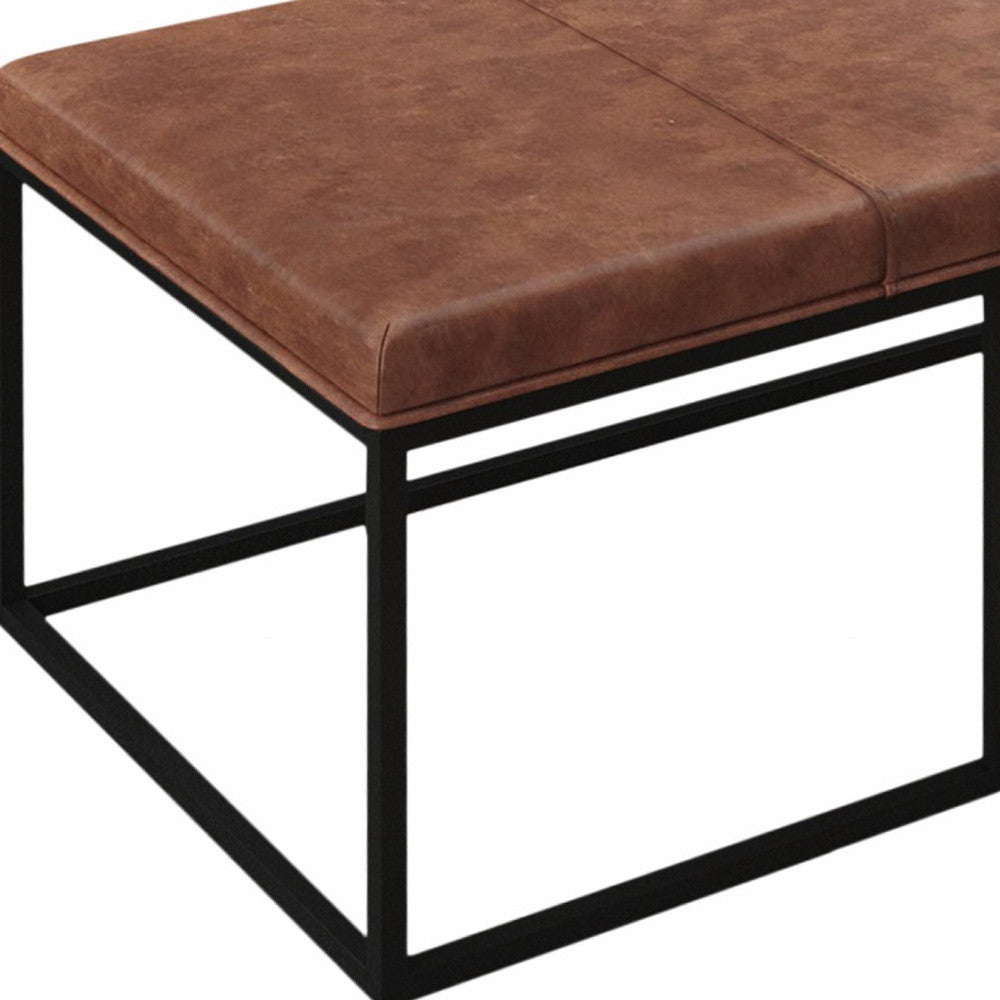 Modern Geo Black and Brown Leather Multipurpose Table